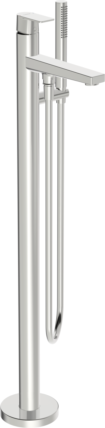 HANSA Fertigmontageset HANSASTELA Wannenarmatur bodenstehend, Zugumsteller, Ausladung 209mm, chrom