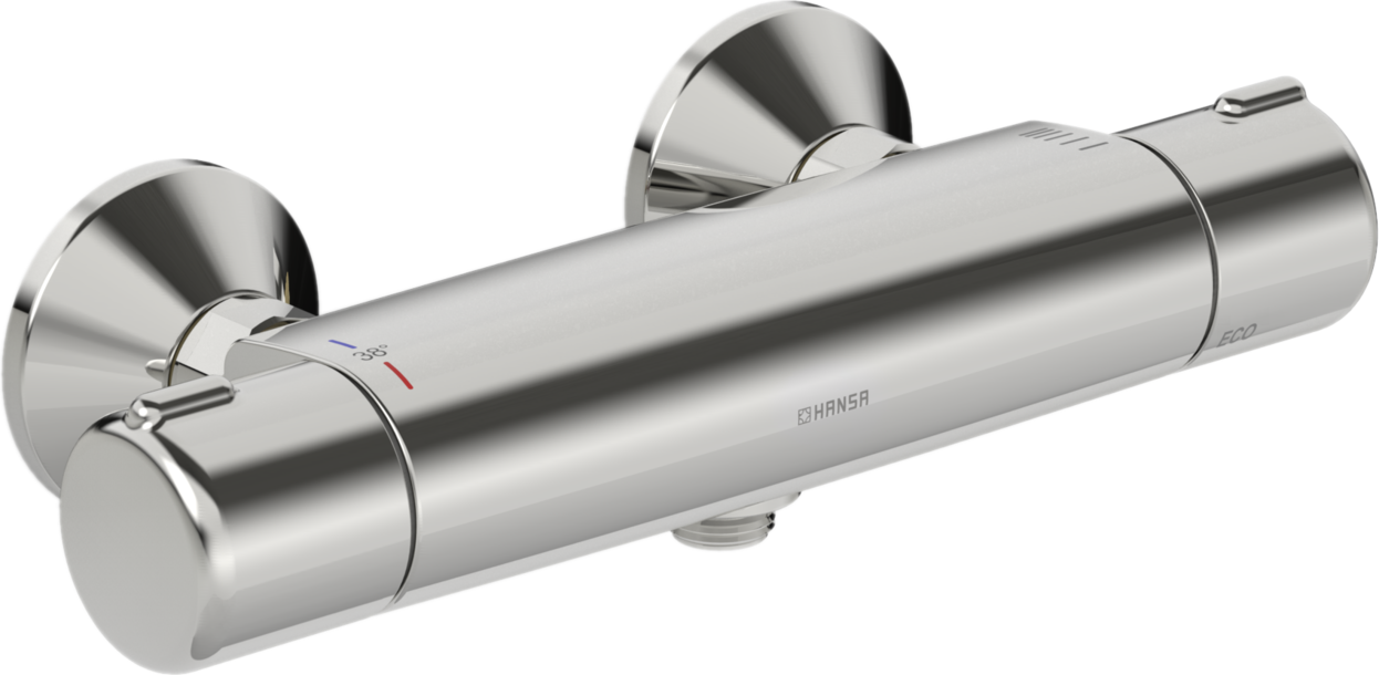HANSA Brause-Thermostat HANSAMICRA AP, S-Anschlüsse, vertauschte Kalt-/Warmwasser-Anschlüsse, chrom