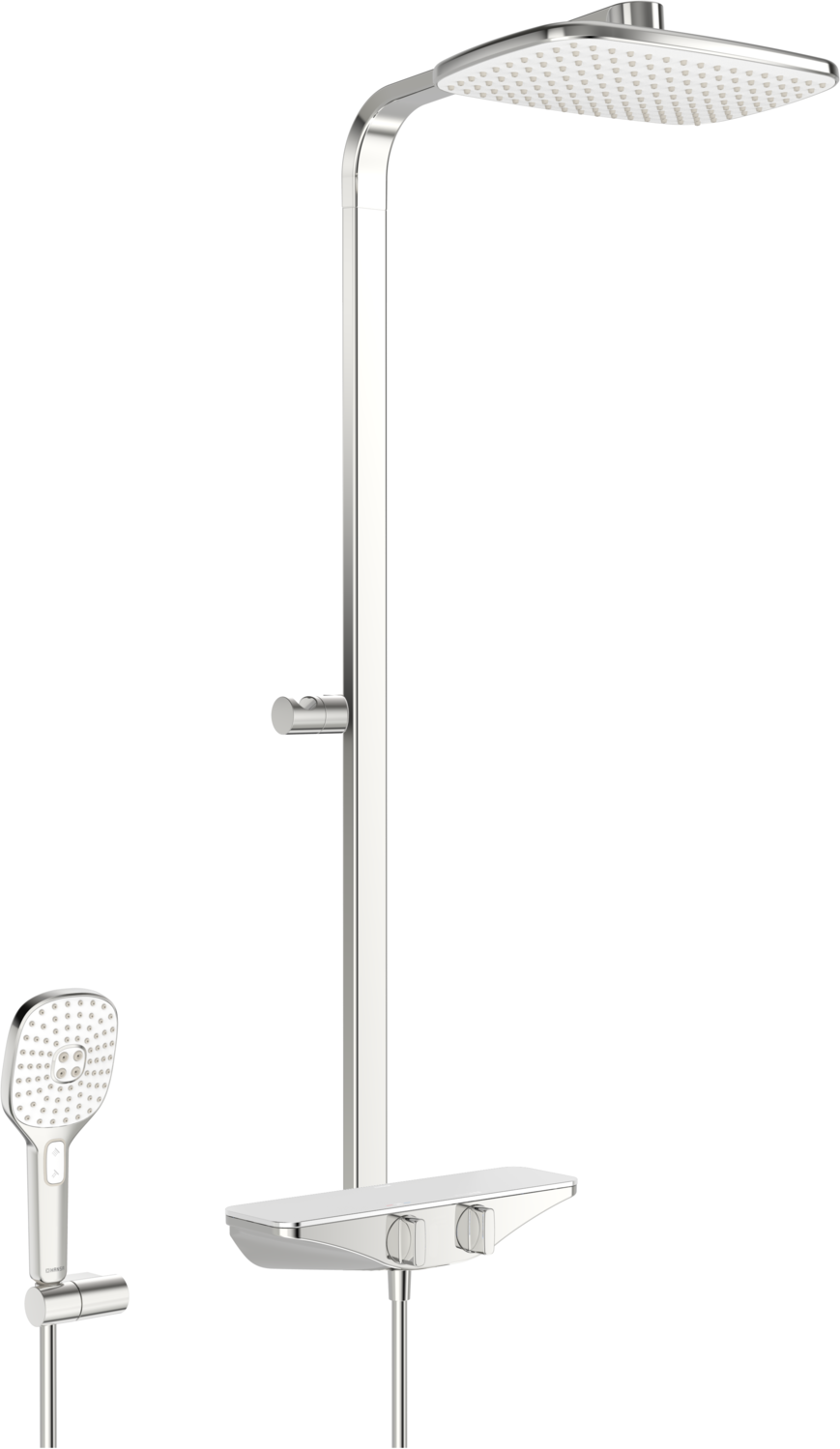 HANSA Brause-Thermostat HANSAEMOTION AP, 3-strahlig, Sicherheitsglas, chrom/weiss