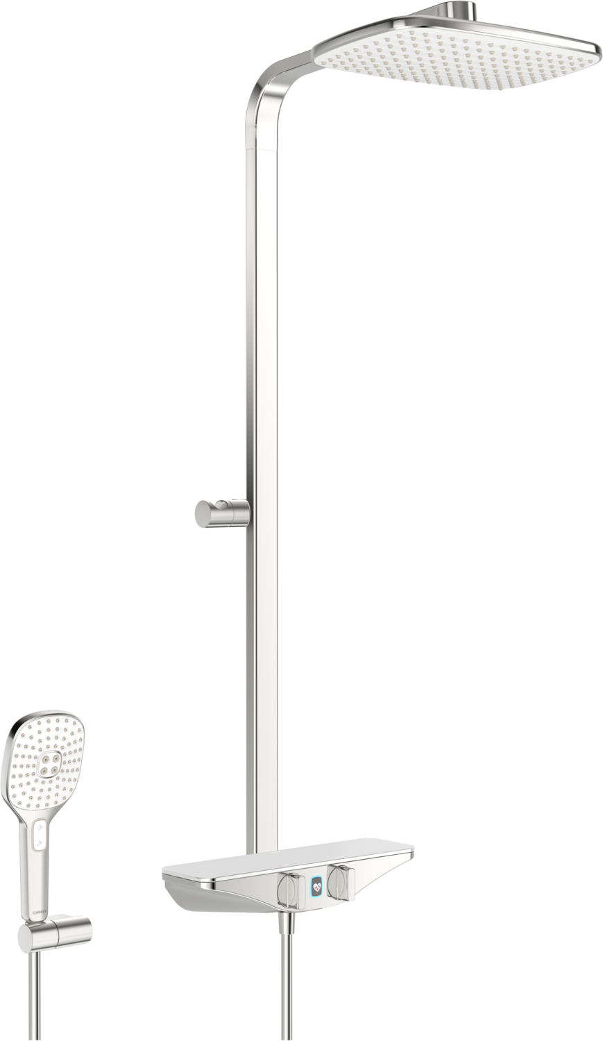 HANSA Brause-Thermostat HANSAEMOTION Wellfill AP, Batteriebetrieb, 3-strahlig, Sicherheitsglas, chrom/weiss