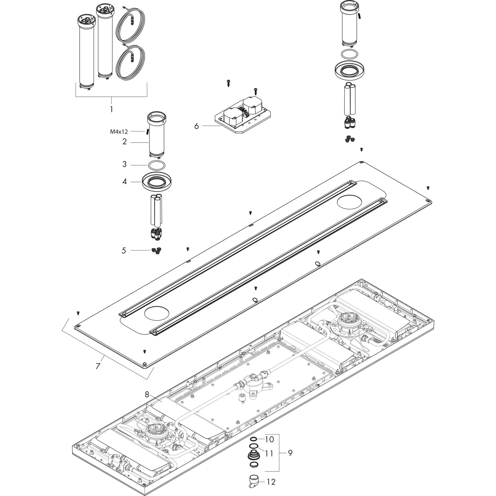 hansgrohe Kopfbrause 1200/300 Axor ShowerHeaven 1200x300mm, mit Beleuchtung 3500 K, brushed gold optic