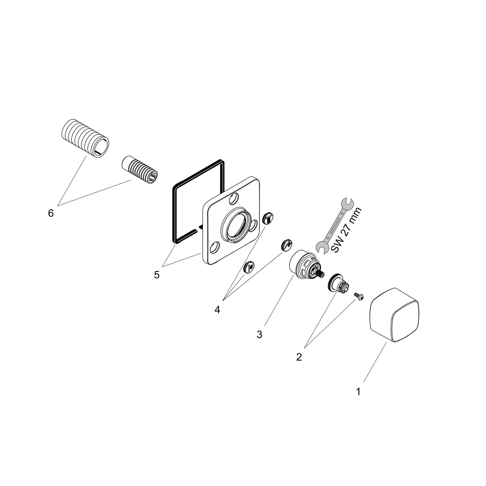 hansgrohe Fertigmontageset Axor Quattro/Trio UP-Ab- und Umstellventil, chrom