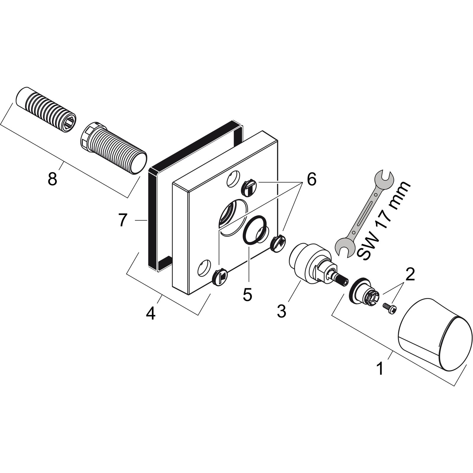 hansgrohe Fertigmontageset Axor Starck Organic Trio/Quattro UP-Ab- und Umstellventil, chrom