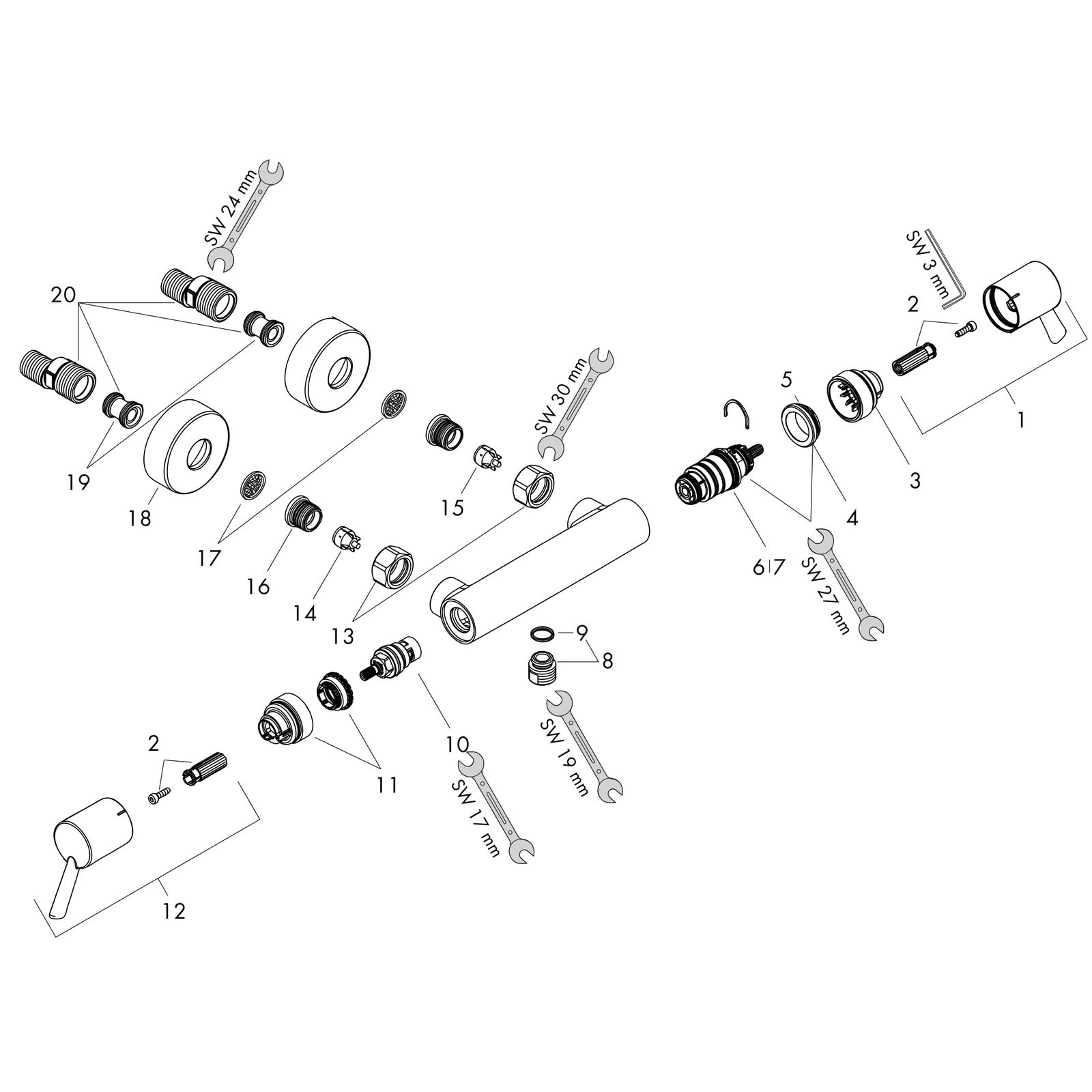 hansgrohe Brausethermostat Ecostat Comfort Care 350x103mm, AP, mit extra langen Griffen, chrom