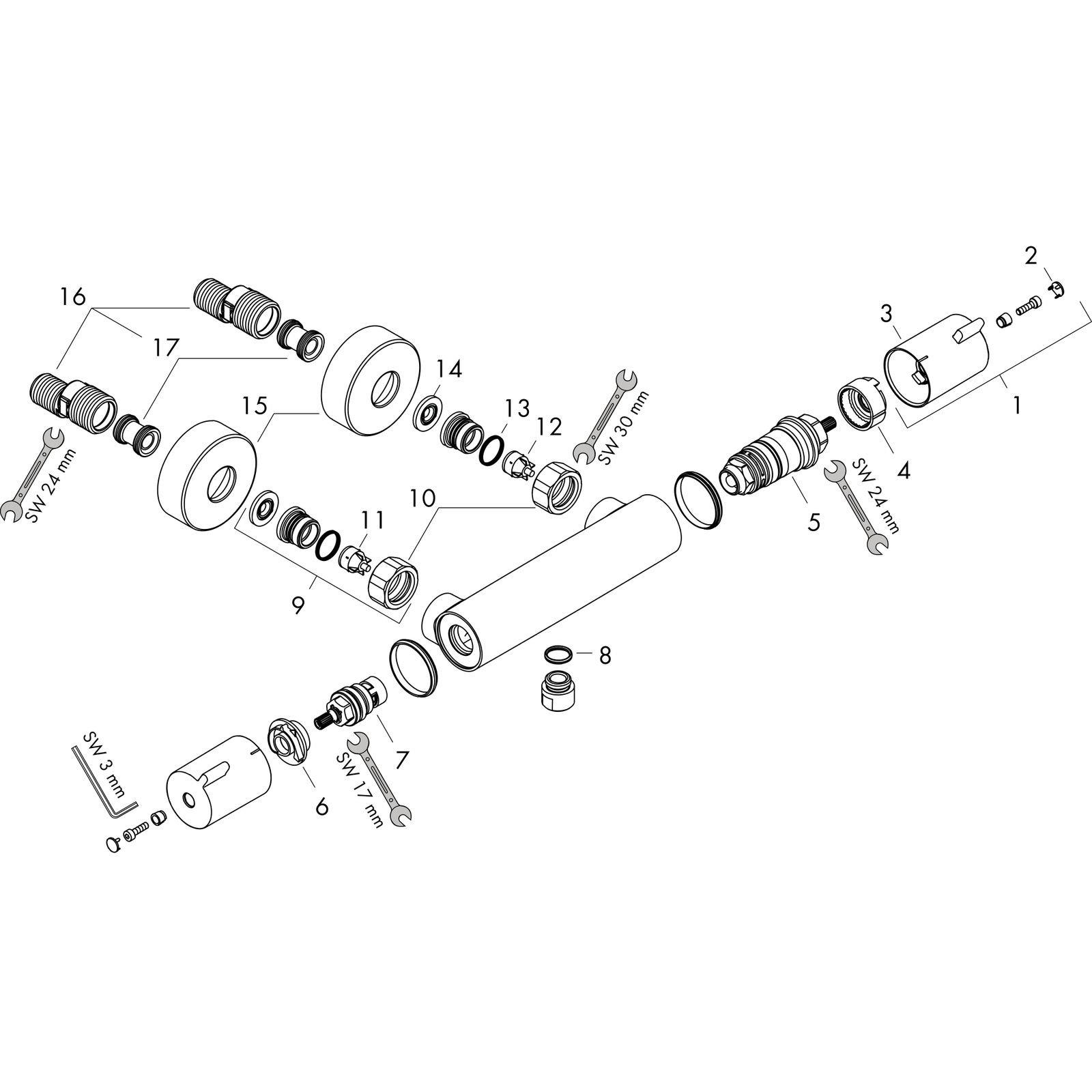 hansgrohe Brausethermostat Ecostat 1001 CL 296x100mm, AP, 1 Verbraucher, chrom