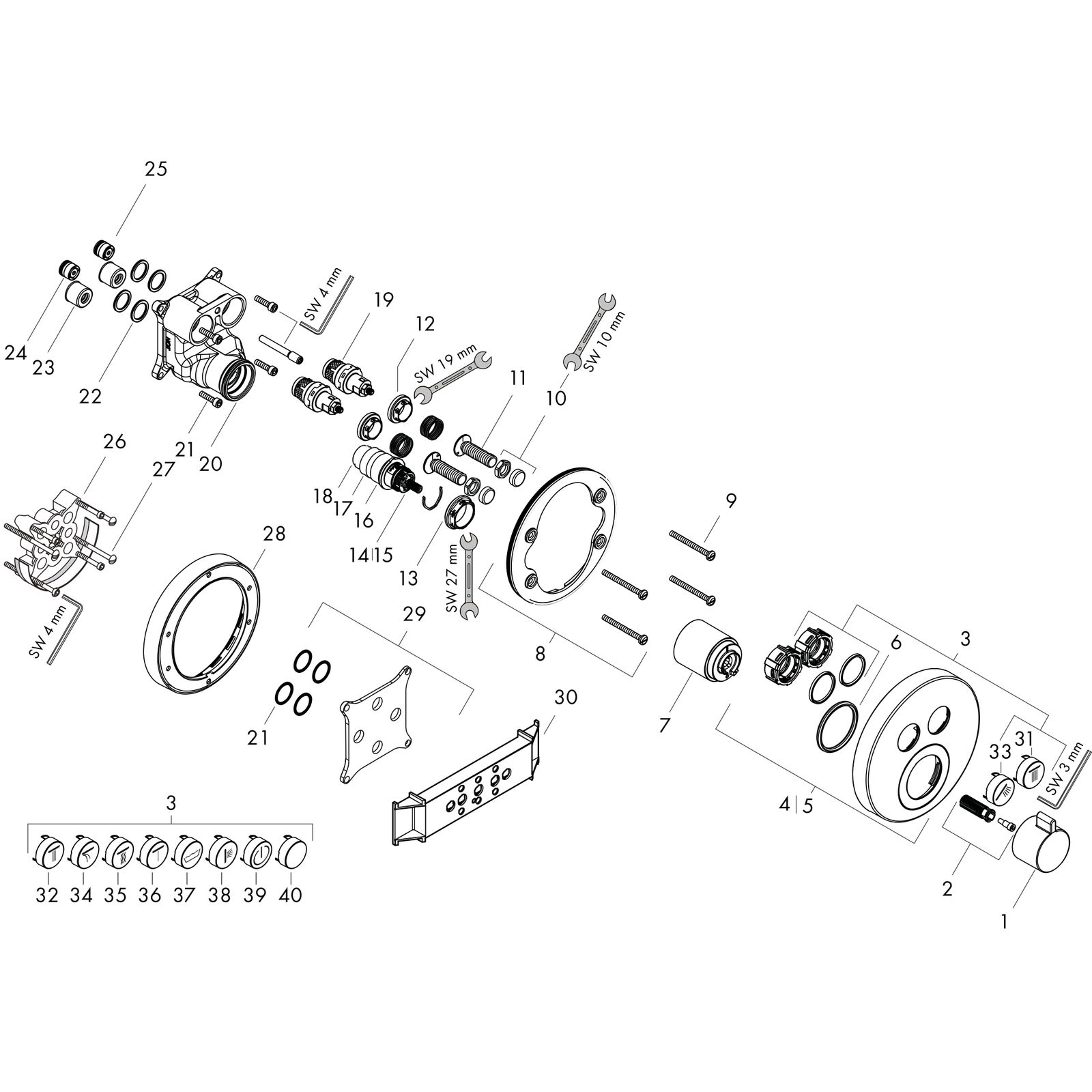 hansgrohe Fertigmontageset ShowerSelect S UP-Thermostat, 2 Verbraucher, chrom