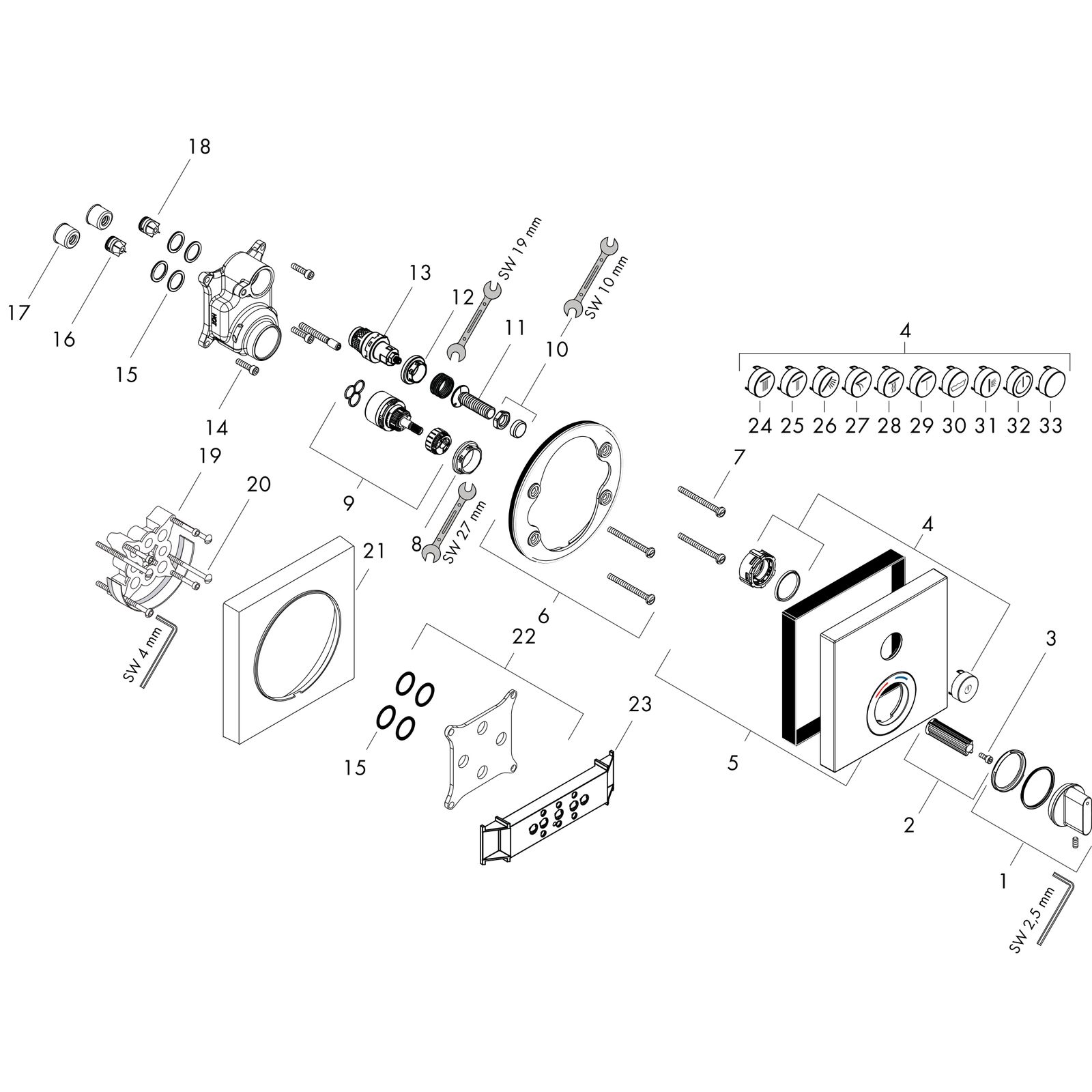 hansgrohe Fertigmontageset ShowerSelect 1 Verbraucher, UP-Mischer, chrom
