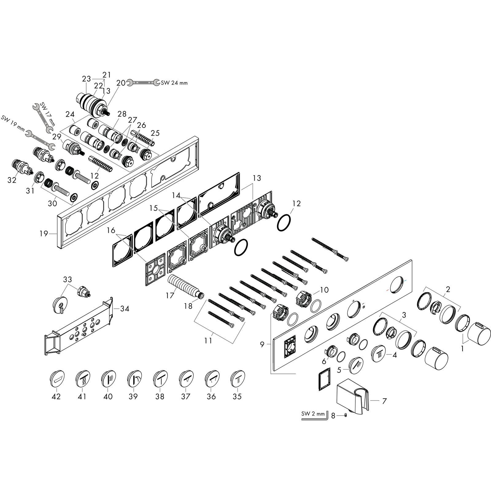 hansgrohe Fertigmontageset Axor Select UP-Thermostatmodul, 2 Verbraucher, brushed bronze