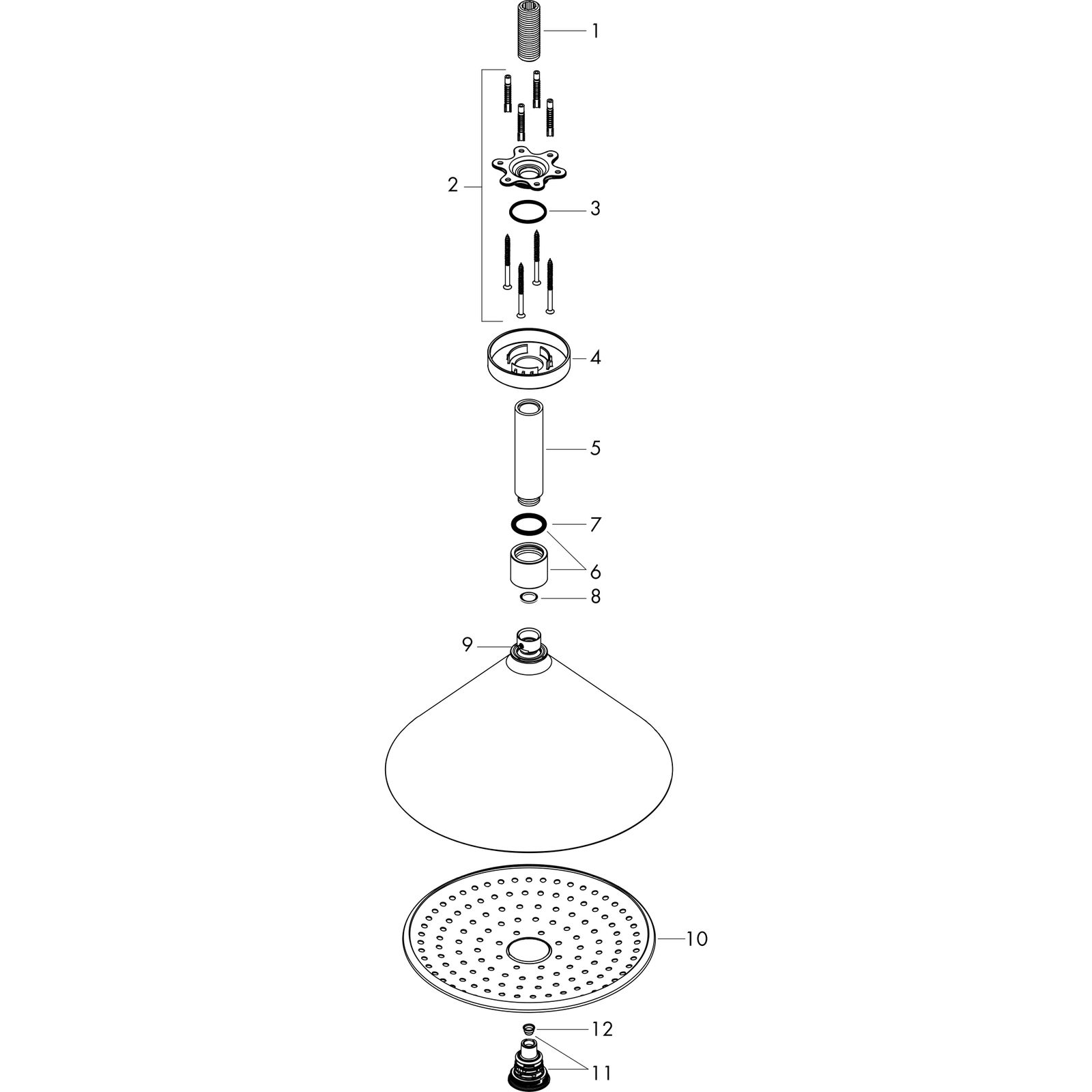 hansgrohe Kopfbrause Axor mit Deckenanschluss, 240mm, 2jet, brushed bronze