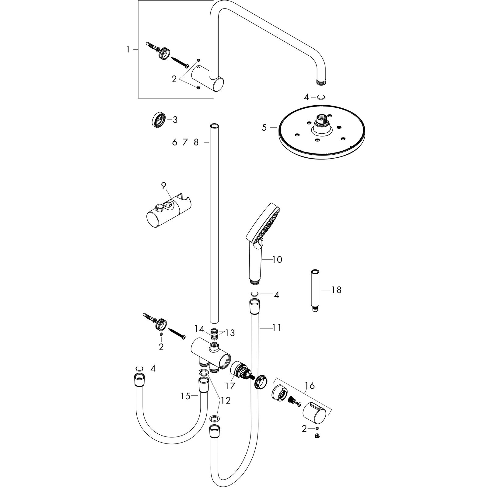 hansgrohe Showerpipe 200 Vernis Blend Reno 1jet, chrom