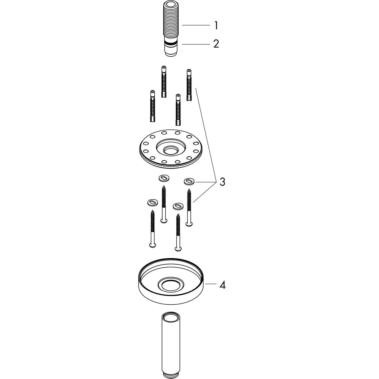 hansgrohe Deckenanschluss Axor 300mm, rund, brushed gold optic