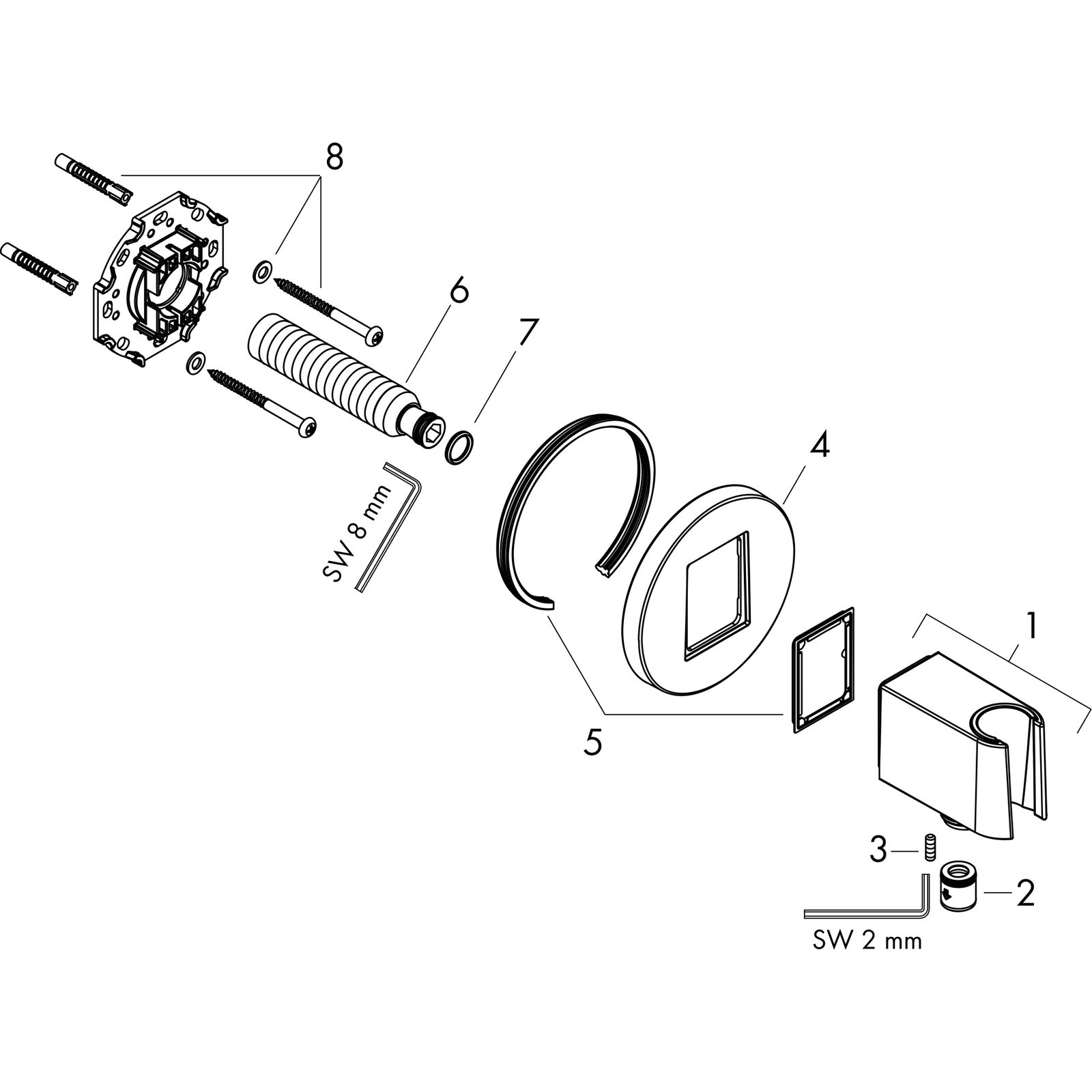 hansgrohe Wandanschluss Fixfit S rund, mit Brausehalter, mattweiß