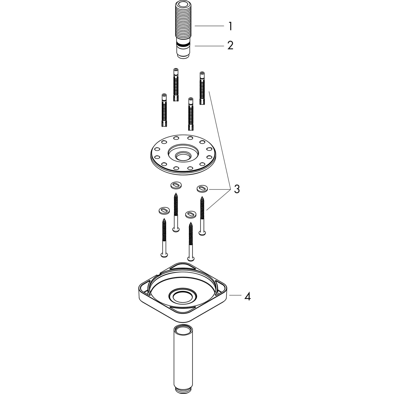 hansgrohe Deckenanschluss softsquare Axor 100 mm, chrom, eckig