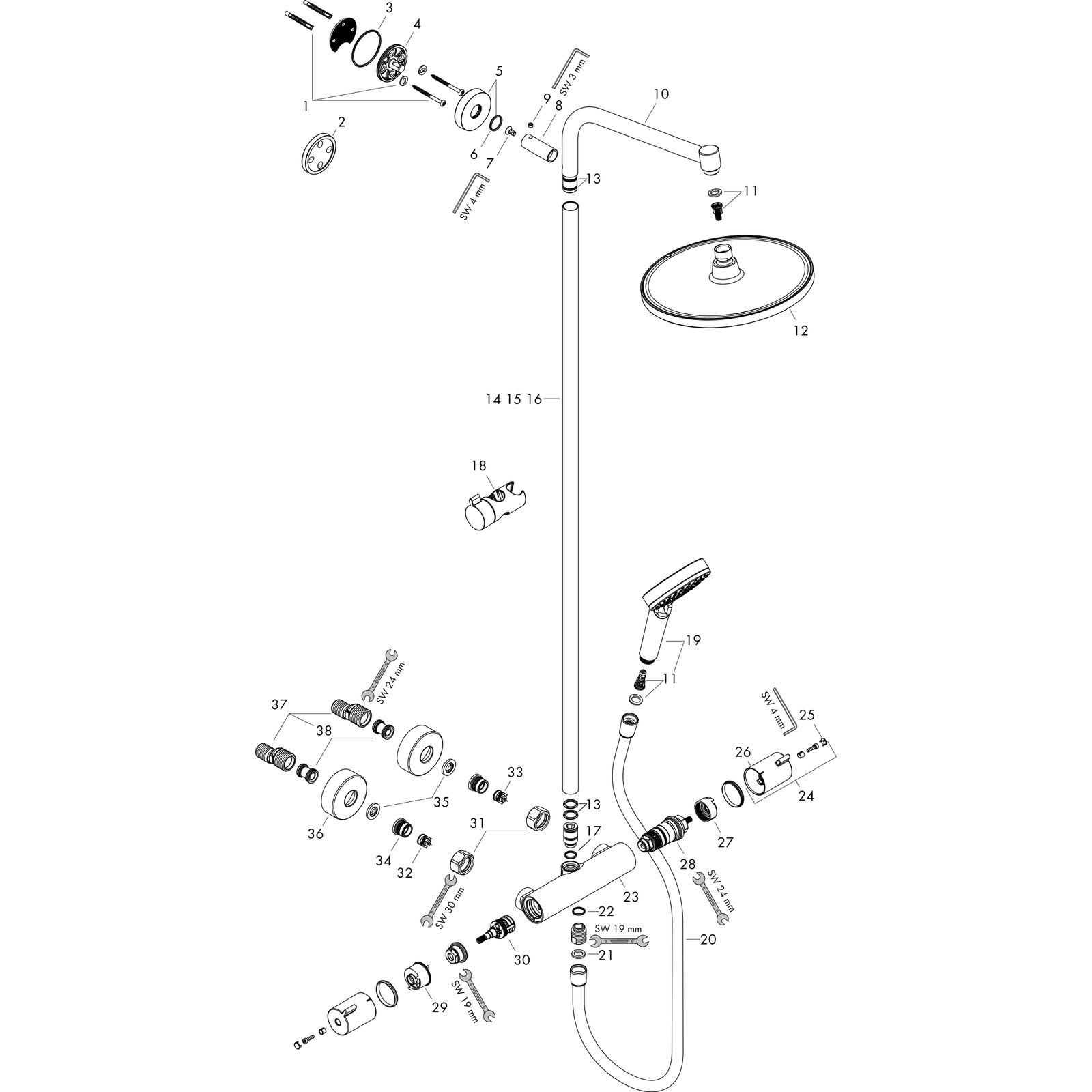 hansgrohe Showerpipe Crometta S mit Thermostat, chrom