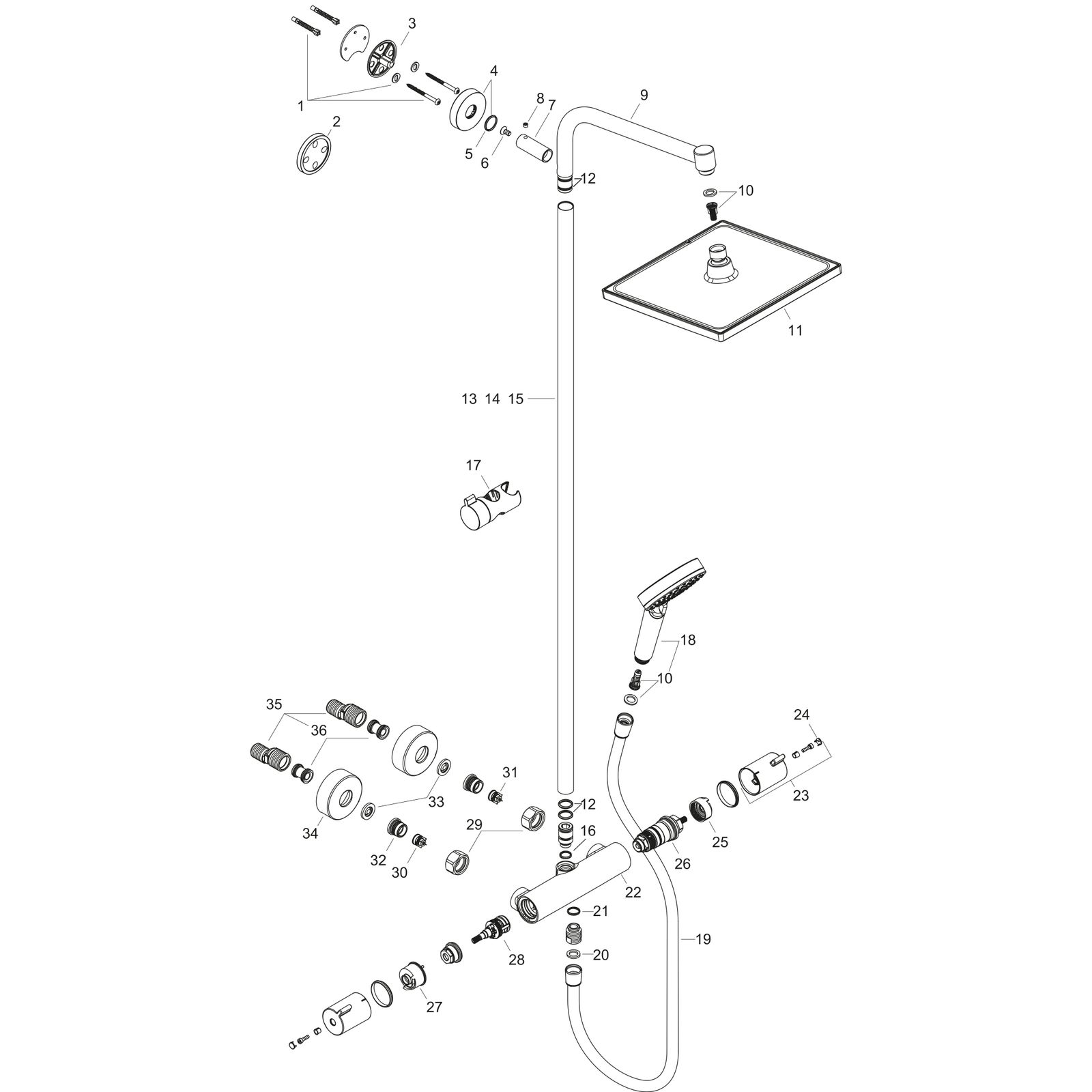 hansgrohe Showerpipe Crometta E mit Thermostat, 1jet, 15 l/min, chrom