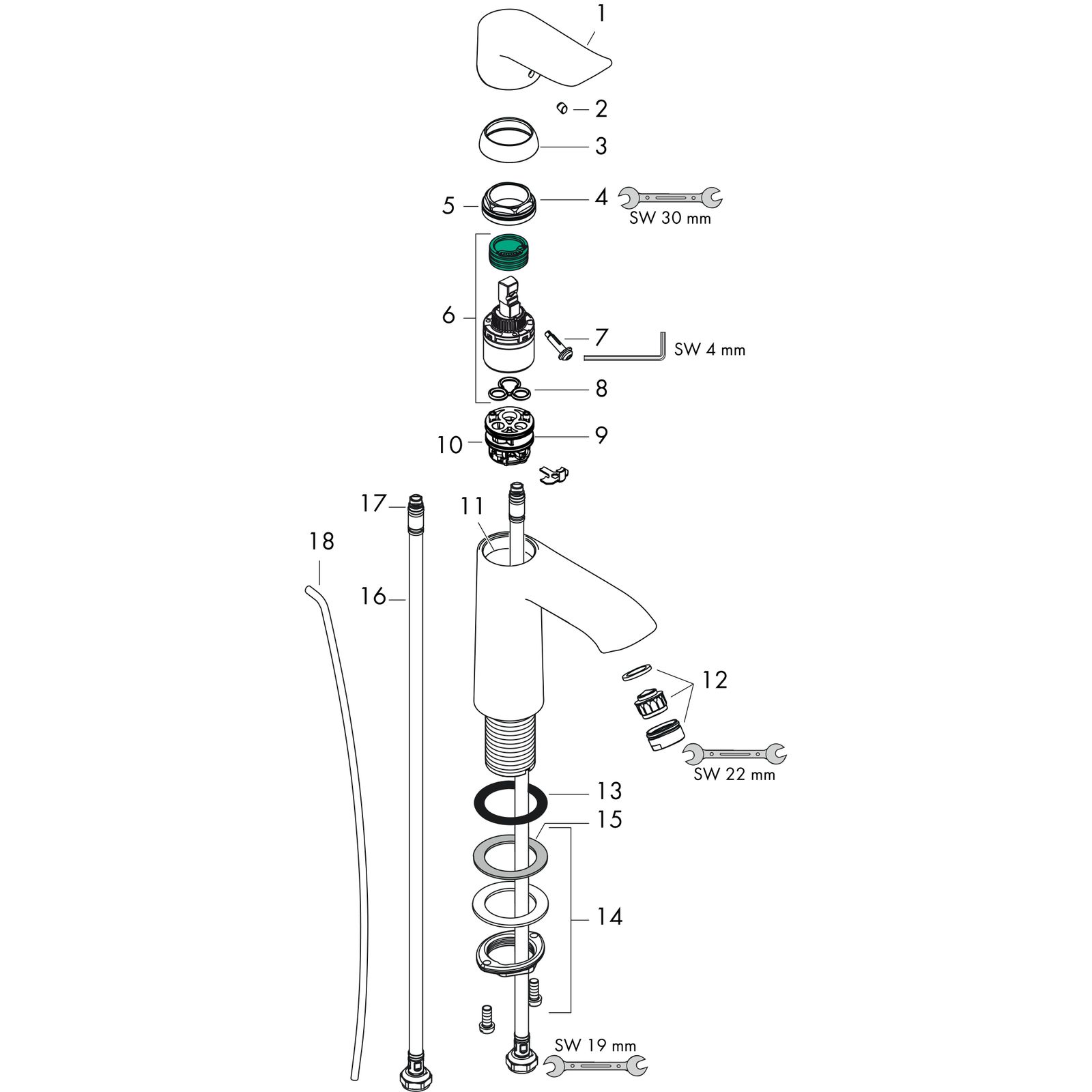 hansgrohe Waschtisch-Einhebelmischer 110 Metris CoolStart mit Zugstangen-Ablaufgarnitur, Kaltwasser in Mittelstellung, chrom