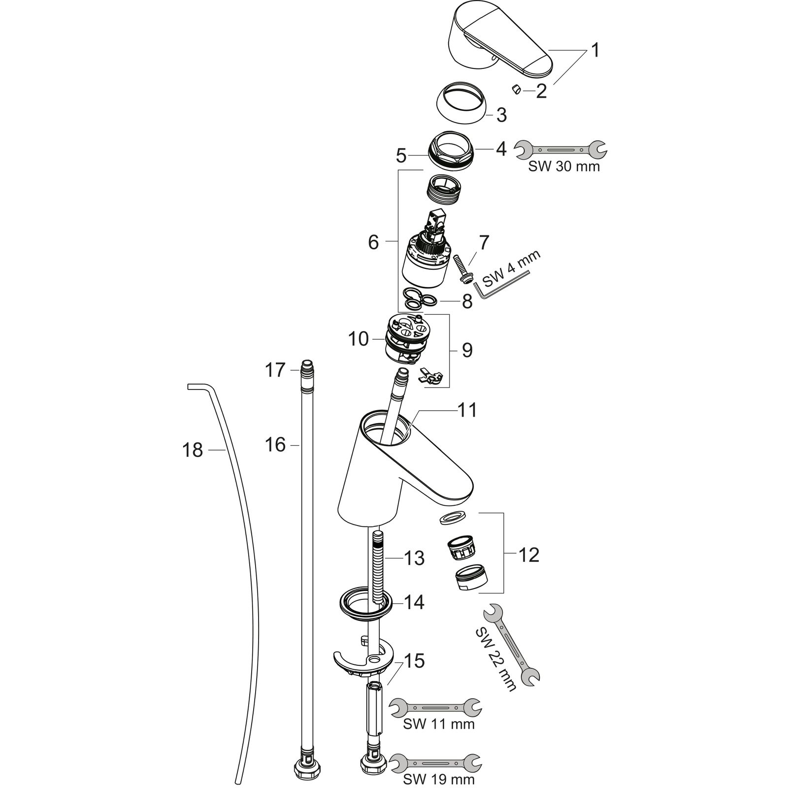 hansgrohe Waschtisch-Einhebelmischer Focus 70 mit Zugstangen-Ablaufgarnitur, chrom