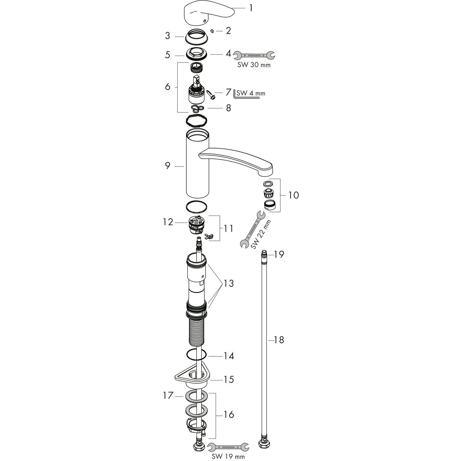 hansgrohe Spültisch-Einhebelmischer 160 Focus M41 1jet, chrom
