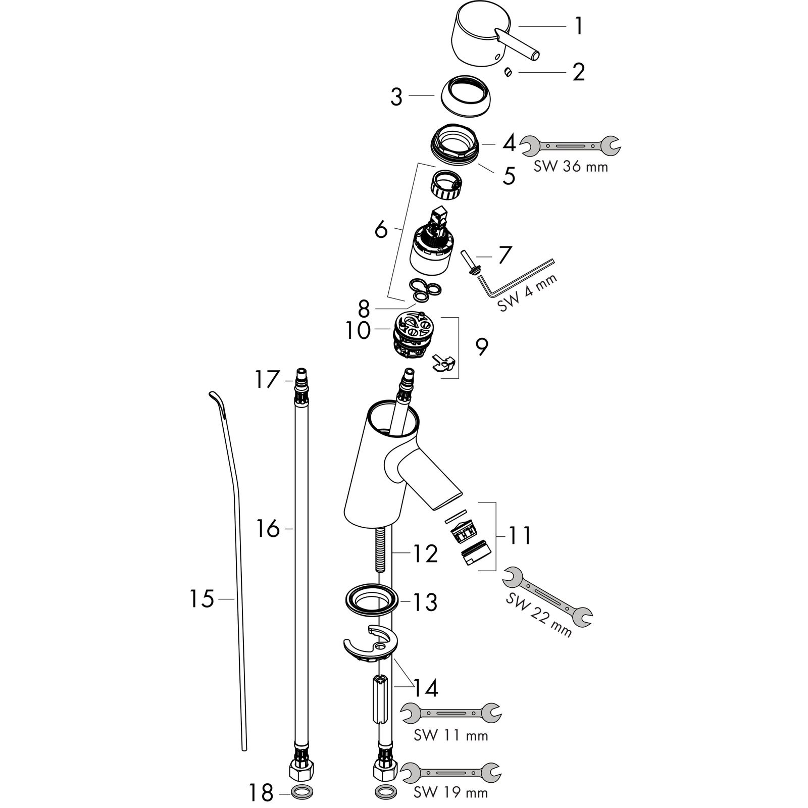 hansgrohe Waschtisch-Einhebelmischer Talis S mit Zugstangen-Ablaufgarnitur, chrom