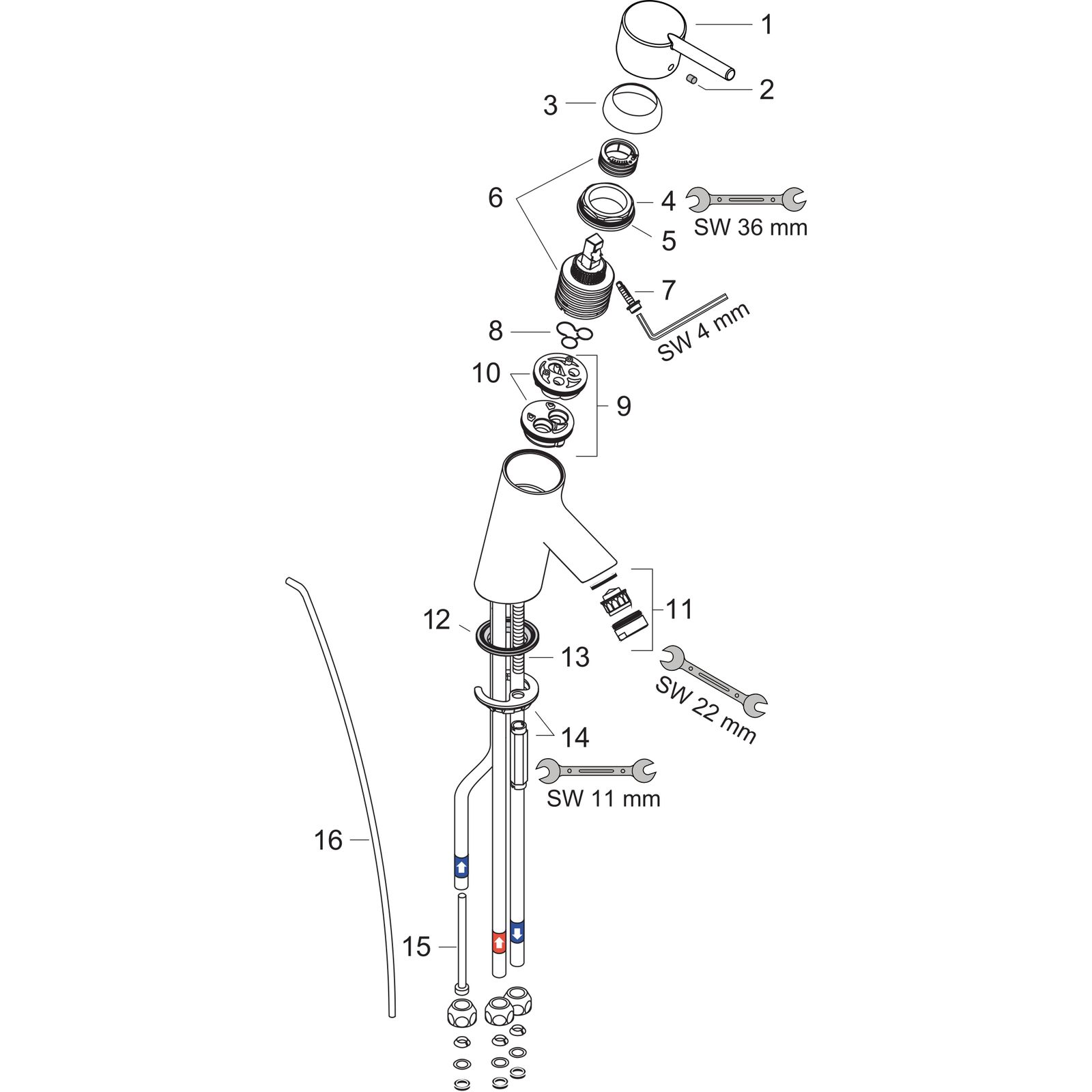 hansgrohe Waschtisch-Einhebelmischer Talis S ND, mit offenen Warmwasserbereiter, Zugstangen-Ablaufgarnitur, chrom