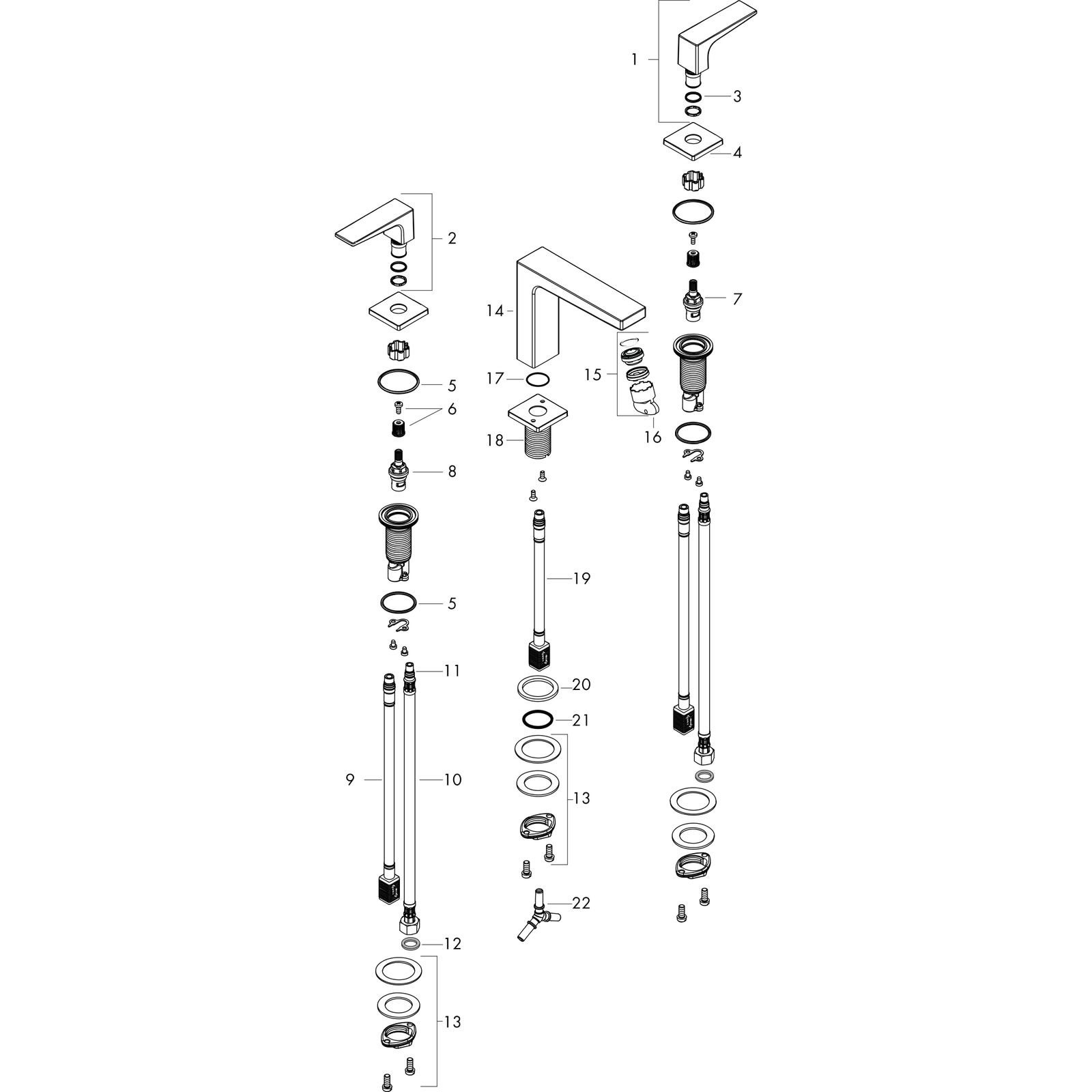 hansgrohe Waschtisch-3-Loch-Armatur 110 Metropol mit Hebelgriffen, Push-Open-Ablaufgarnitur, Ausladung 132mm, chrom