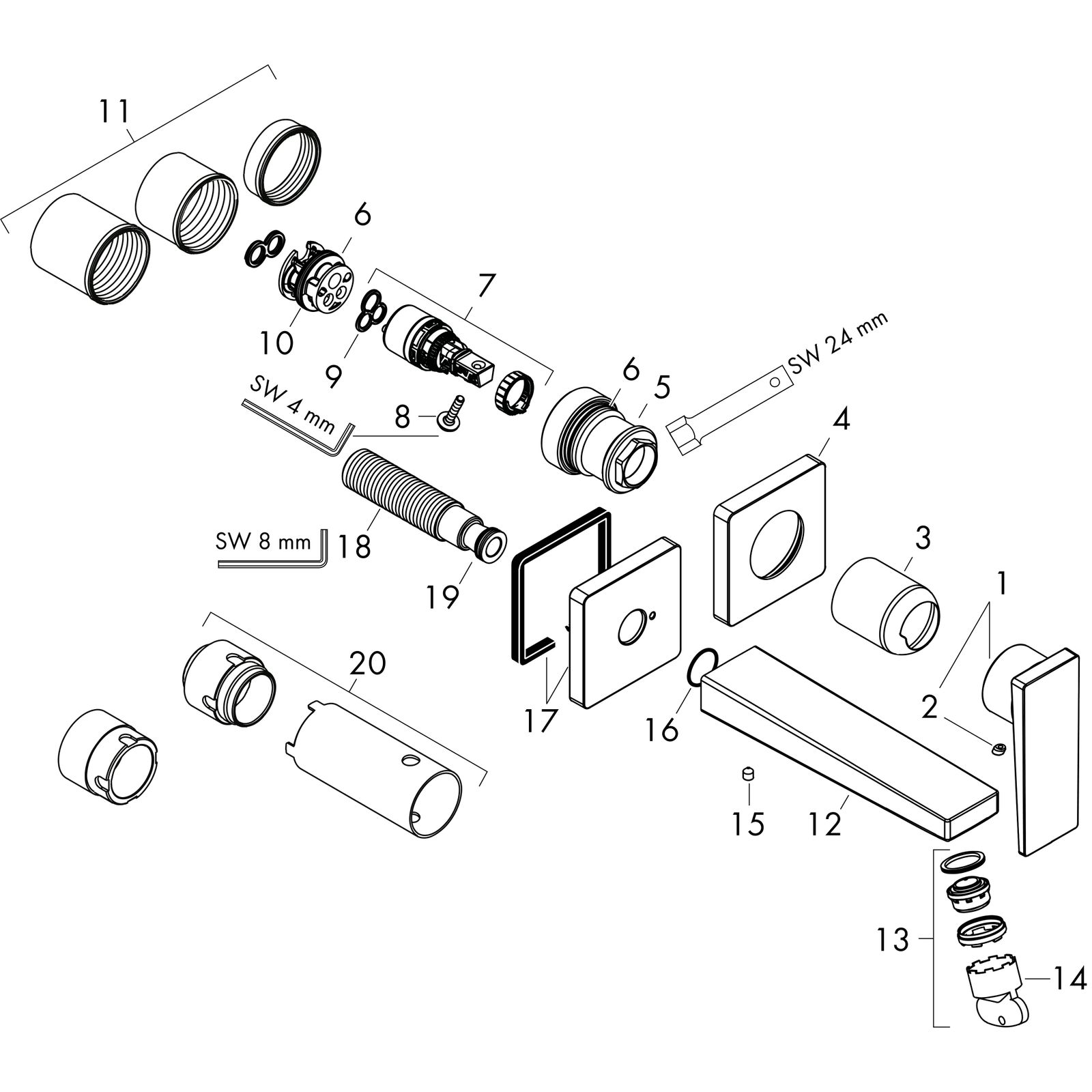 hansgrohe Fertigmontageset Metropol UP-Waschtisch-Einhebelmischer, mit Hebelgriff, Ausladung 225mm, polished gold optic