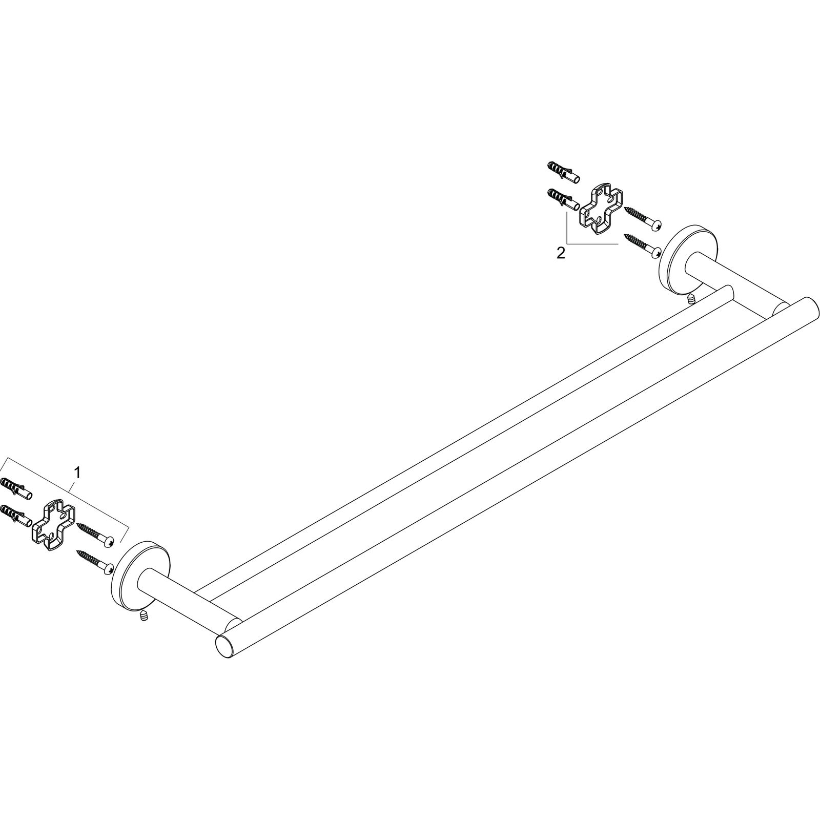 hansgrohe Badetuchhalter Logis Universal Länge 644mm, doppelt, Wandmontage, Messing, Metall, chrom