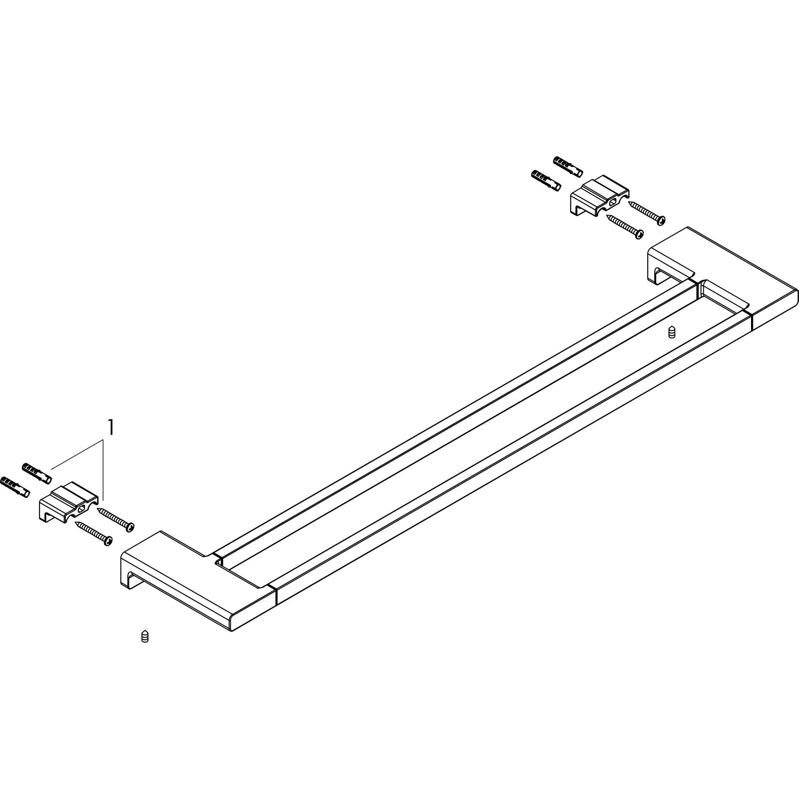 hansgrohe Badetuchhalter AddStoris Länge 648mm, doppelt, Wandmontage, Metall, brushed black chrome