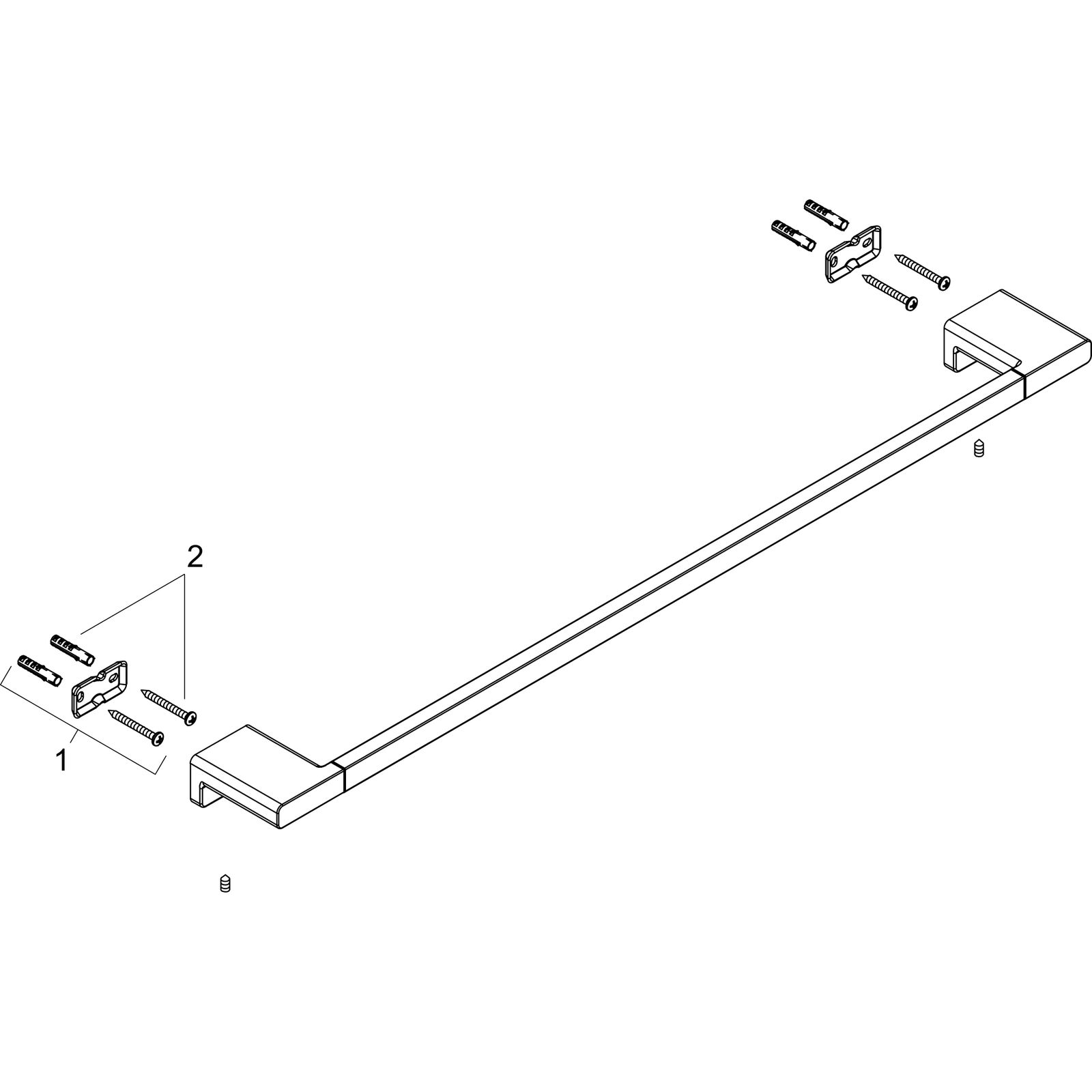 hansgrohe Badetuchhalter AddStoris Länge 648mm, Wandmontage, Metall, mattweiß