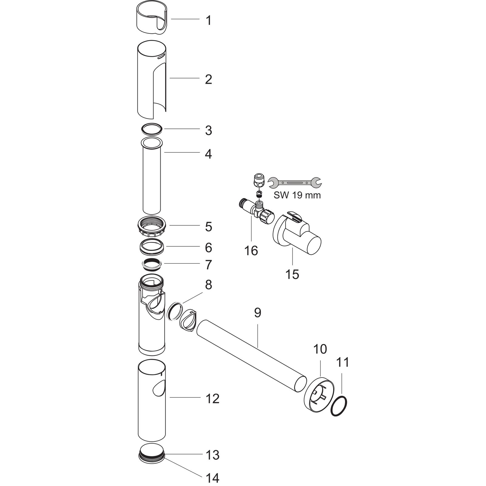 hansgrohe Designsiphon Flowstar G 1 1/4, mit zwei Eckventilen und Schuber, chrom