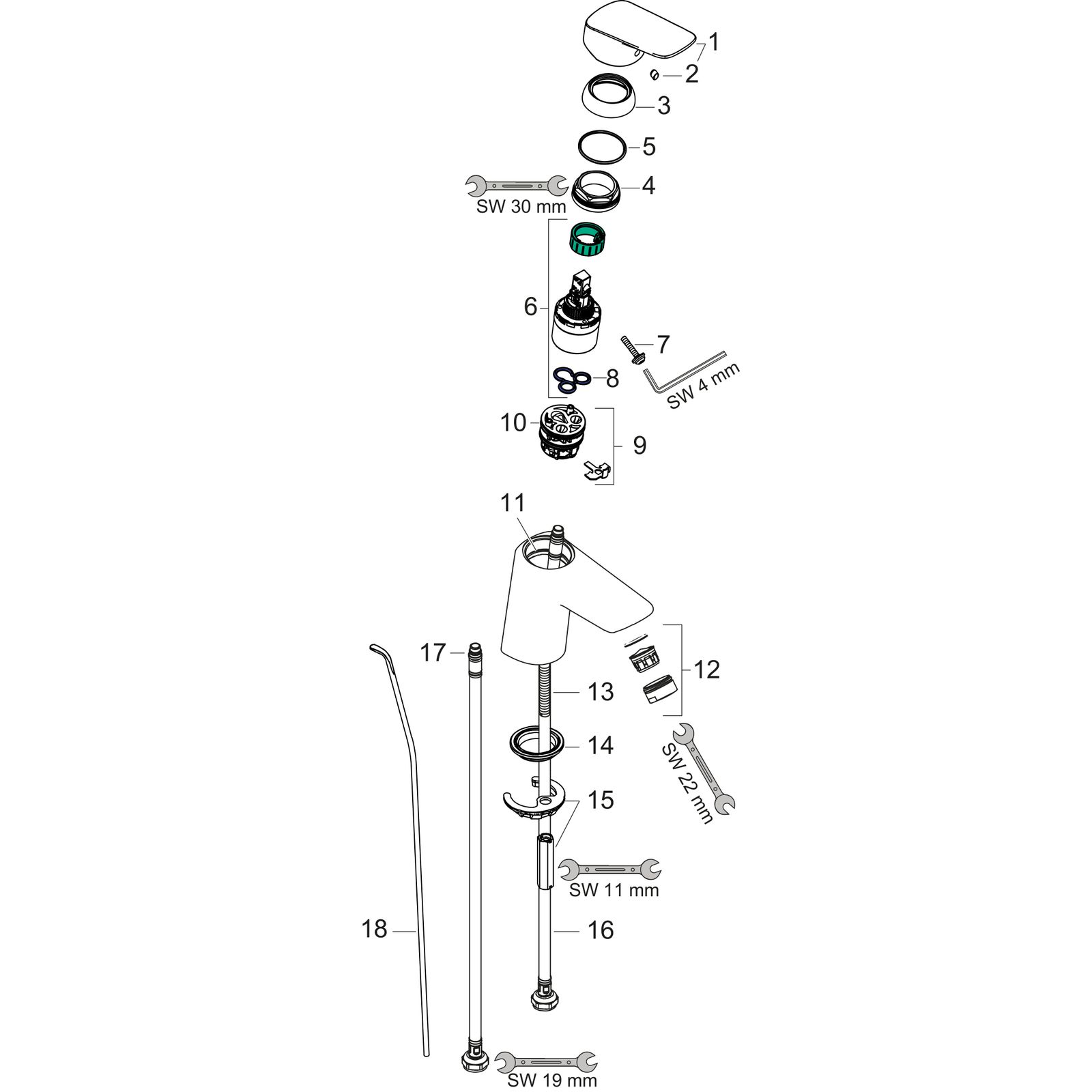 hansgrohe Waschtisch-Einhebelmischer 70 Logis mit Zugstangen-Ablaufgarnitur, chrom
