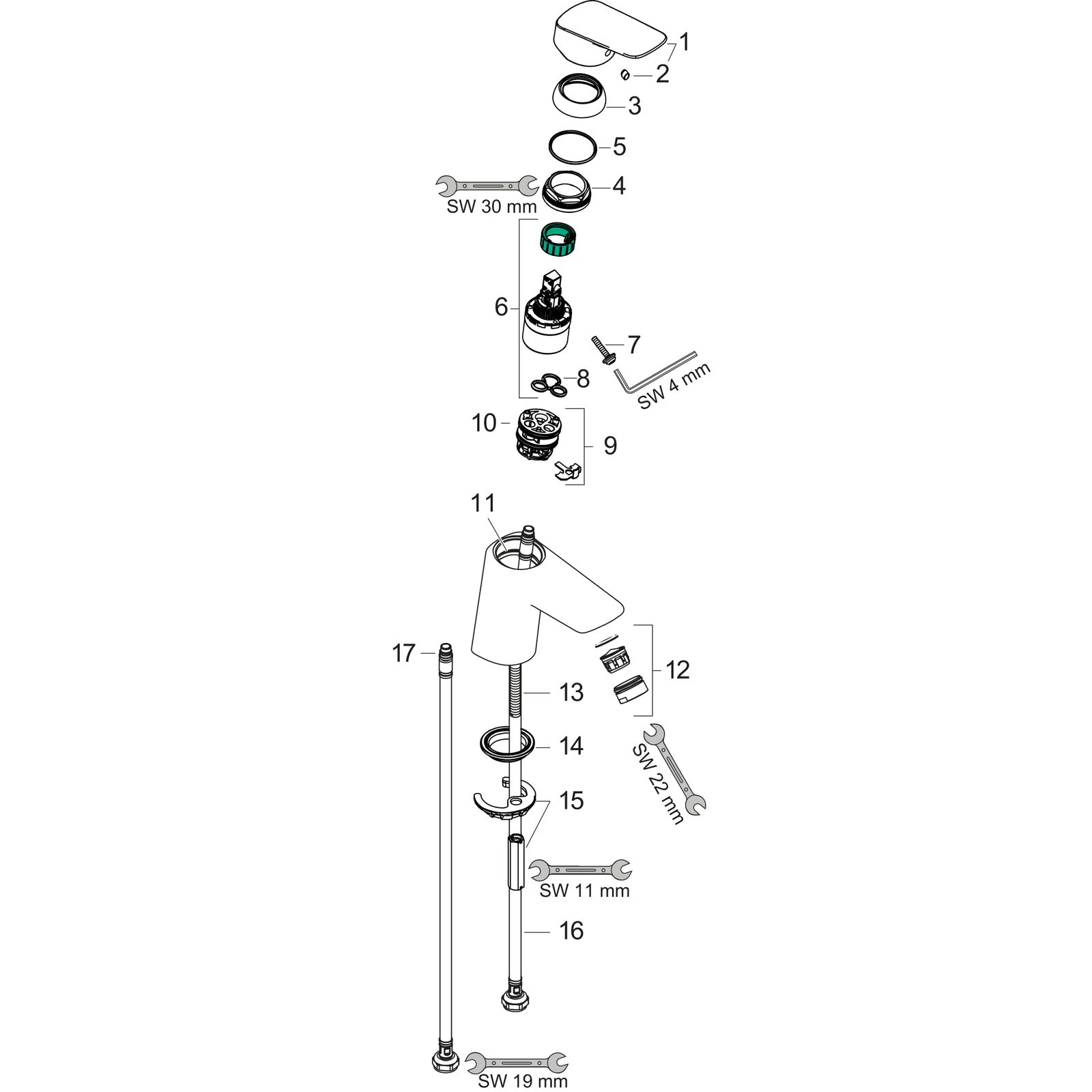 hansgrohe Waschtisch-Einhebelmischer Logis 70 CoolStart ohne Ablaufgarnitur, chrom