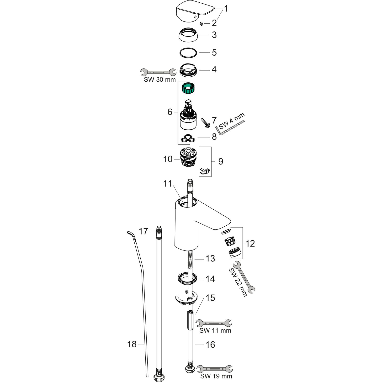 hansgrohe Waschtisch-Einhebelmischer Logis 100 CoolStart mit Zugstangen-Ablaufgarnitur, chrom