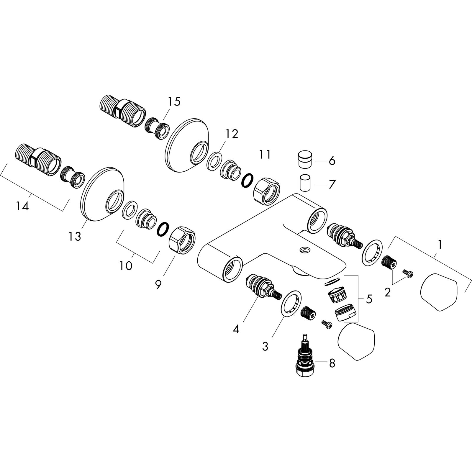 hansgrohe Zweigriff-Wannen-Armatur Logis AP, 2 Verbraucher, chrom