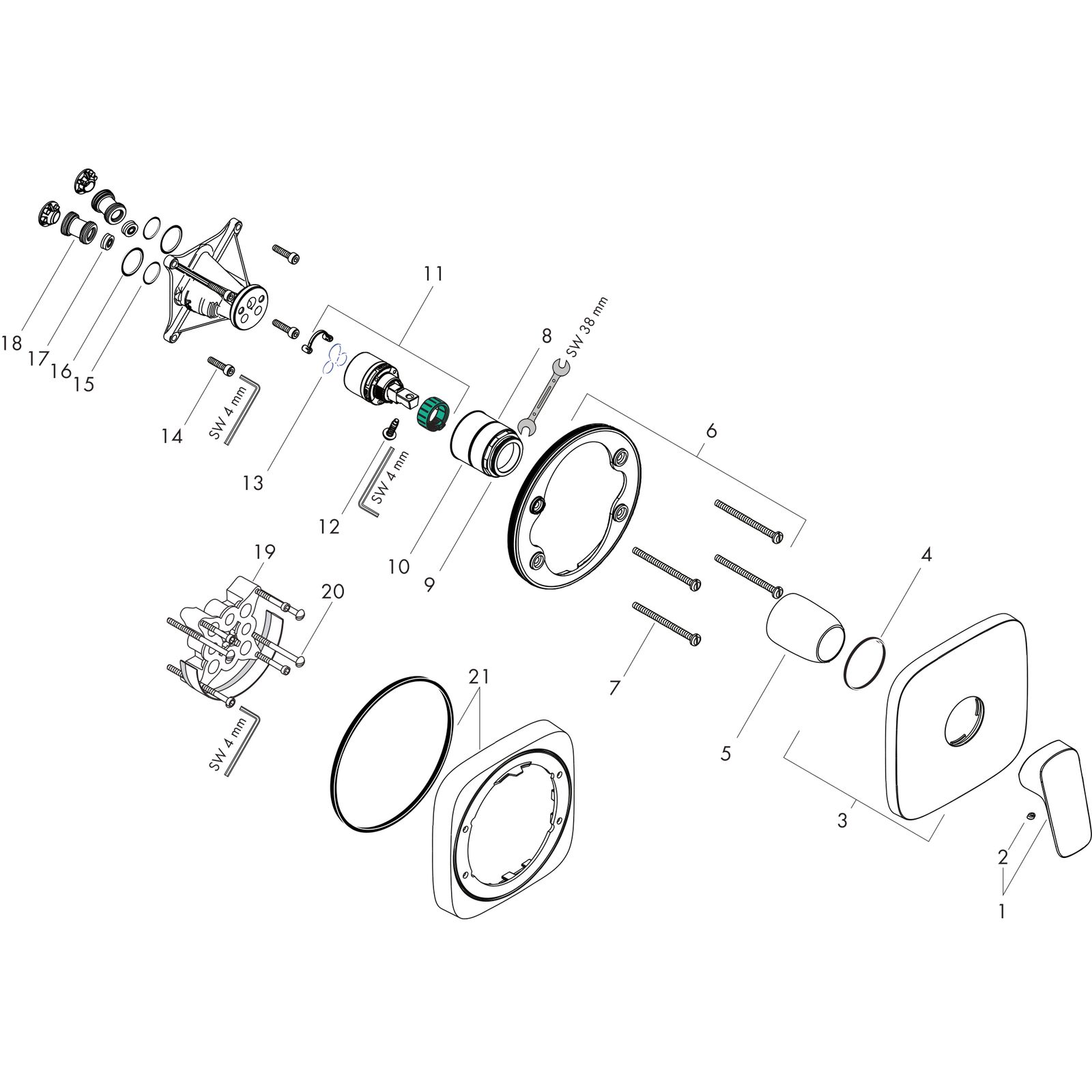 hansgrohe Fertigmontageset Logis UP-Brause-Einhebelmischer, 1 Verbraucher, chrom