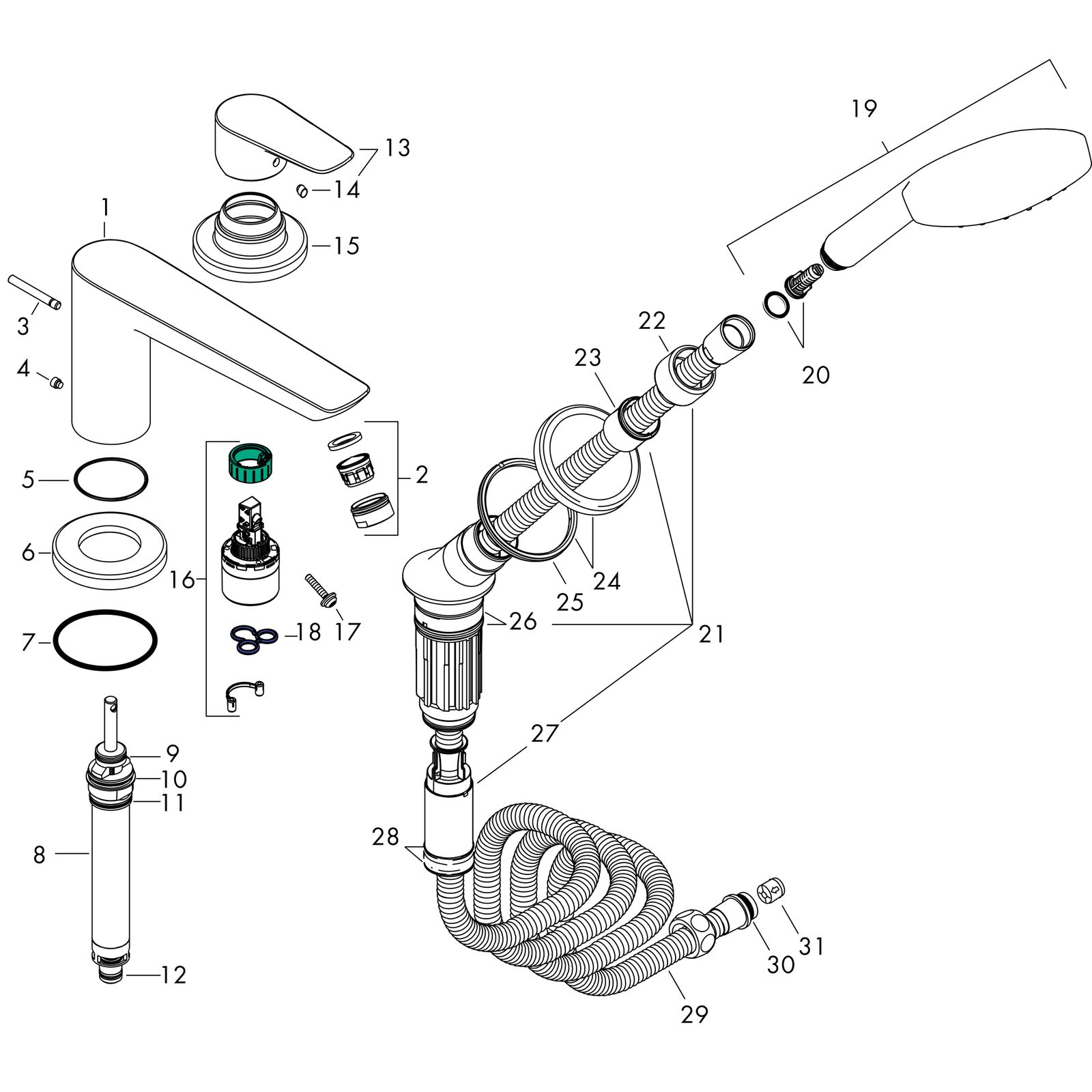 hansgrohe Fertigmontageset Talis E 3-Loch-Wannenrandarmatur, chrom