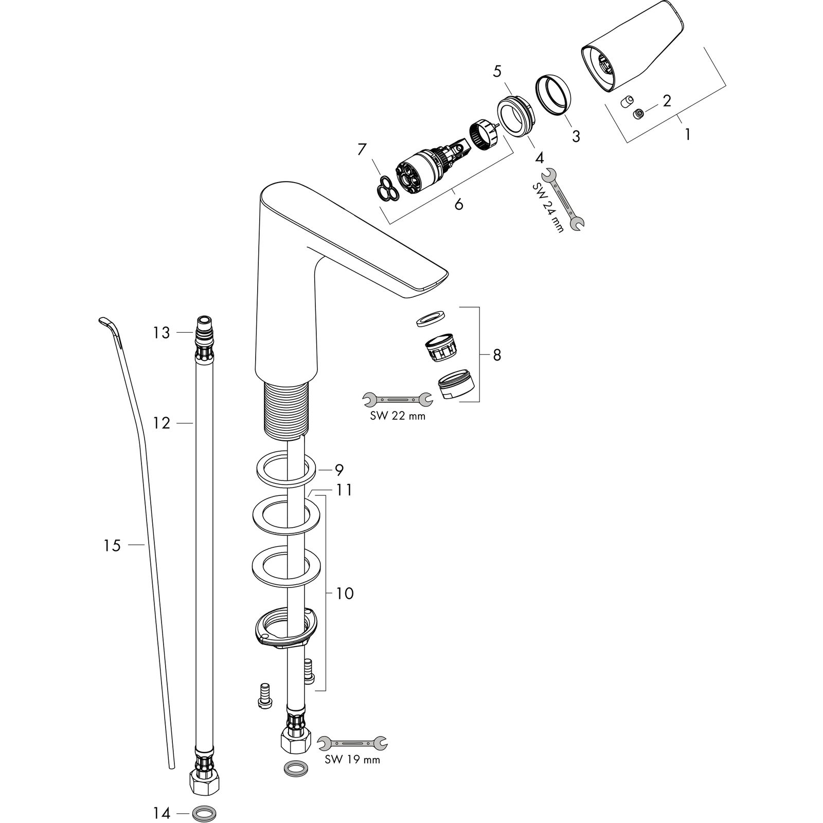 hansgrohe Waschtisch-Einhebelmischer 150 Talis E mit Zugstangen-Ablaufgarnitur, brushed bronze