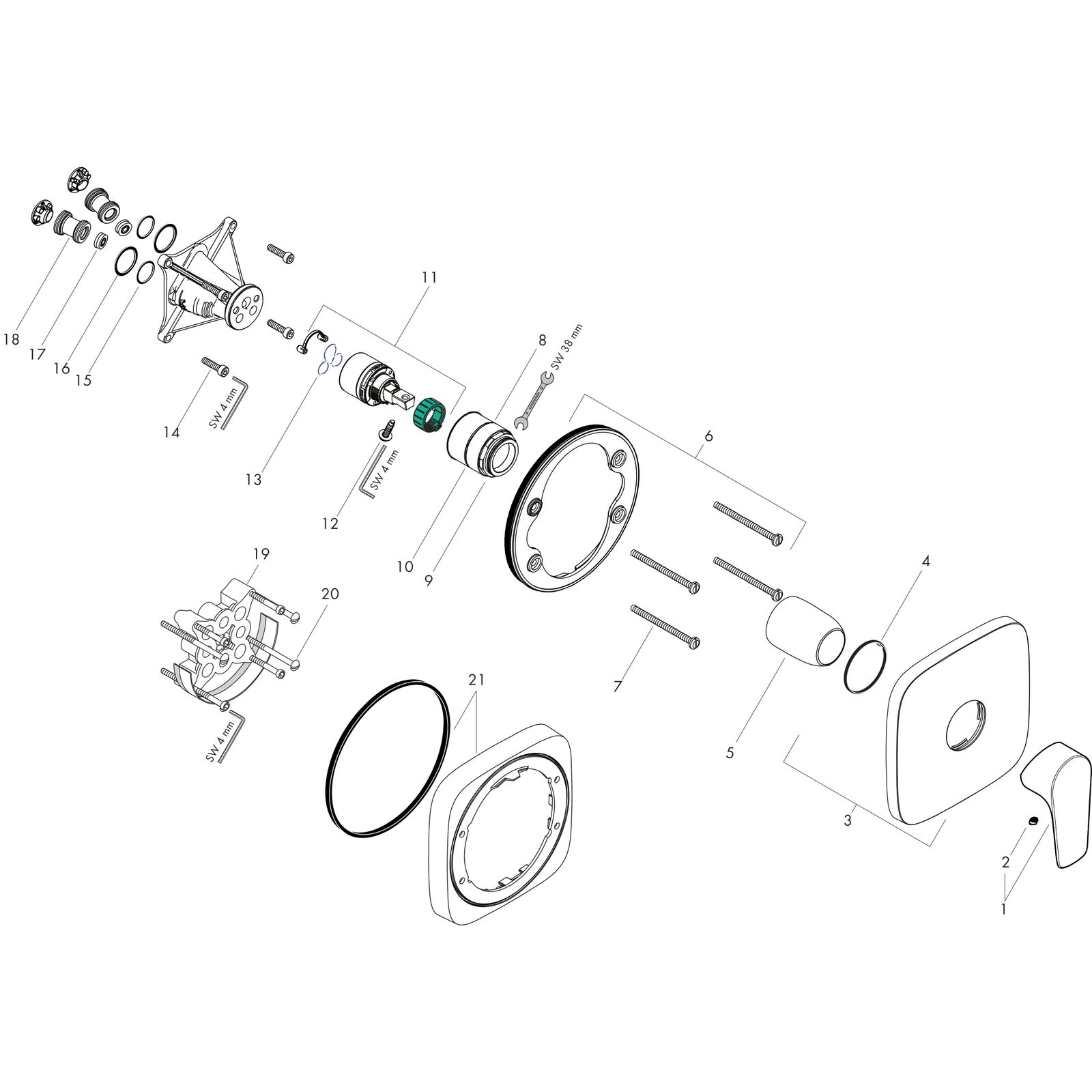 hansgrohe Fertigmontageset Talis E UP-Brause-Einhebelmischer, 1 Verbraucher, chrom