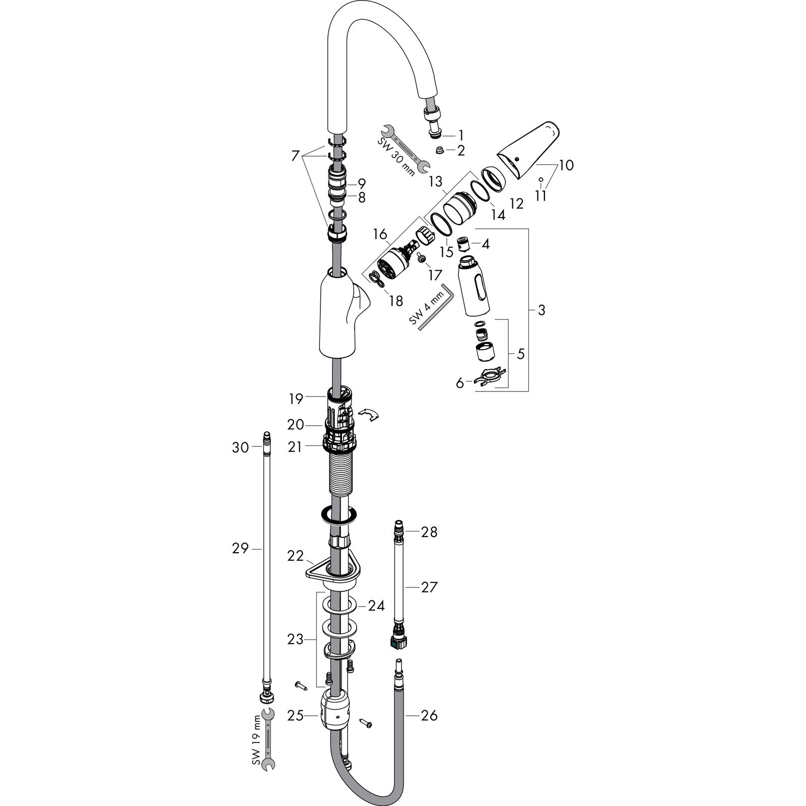 hansgrohe Spültisch-Einhebelmischer 220 Focus M42 mit Ausziehbrause, 2jet, Edelstahl-Optik