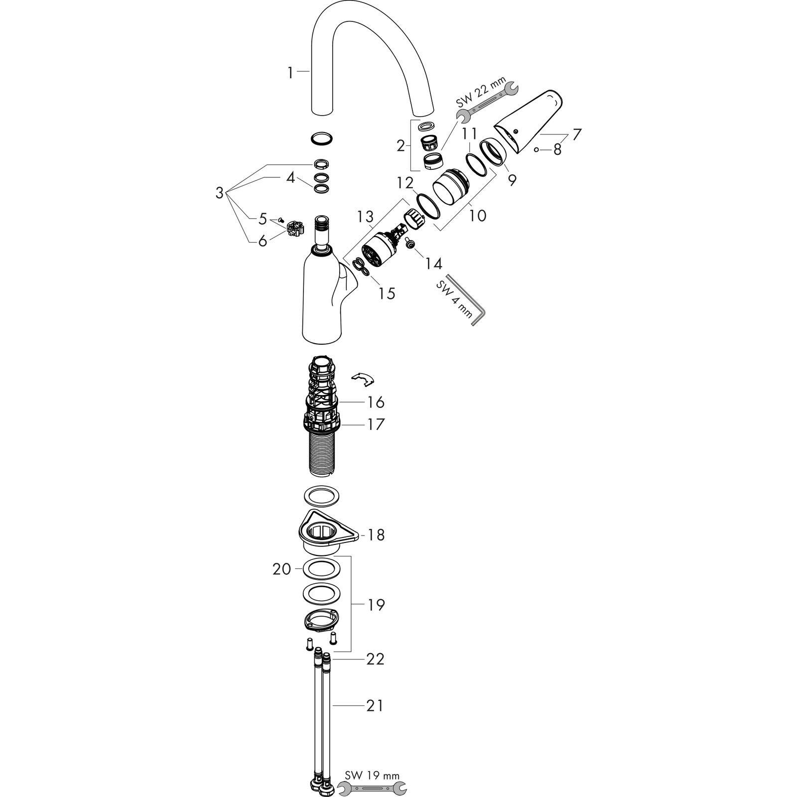 hansgrohe Spültisch-Einhebelmischer 220 Focus M42 1jet, chrom