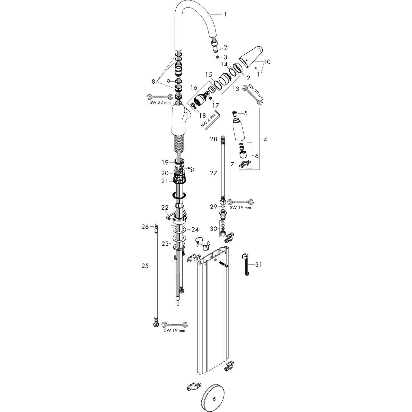 hansgrohe Spültisch-Einhebelmischer 220 Focus M42 mit Ausziehbrause, 2jet, sBox, Edelstahl-Optik