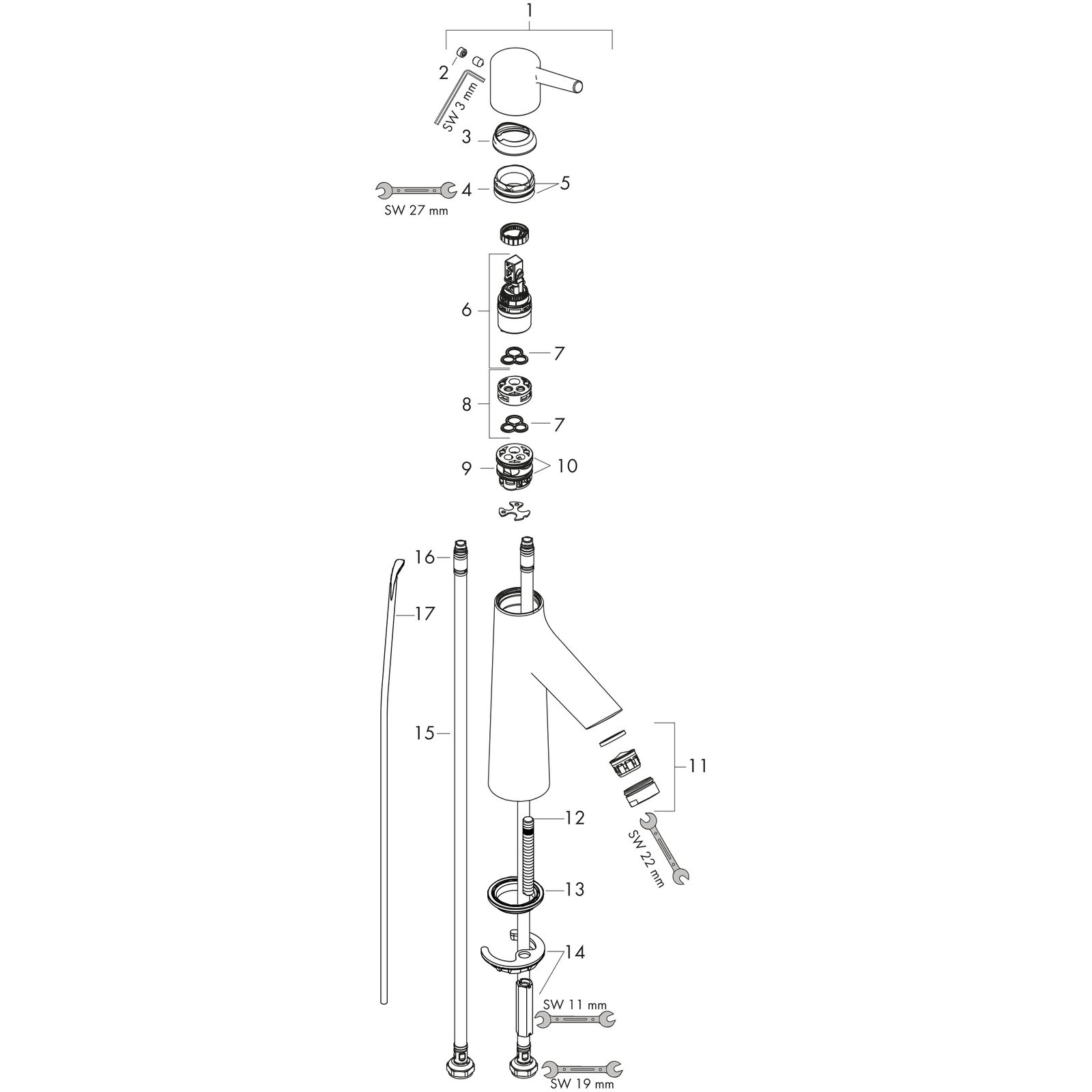hansgrohe Waschtisch-Einhebelmischer 100 Talis S CoolStart mit Zugstangen-Ablaufgarnitur, chrom