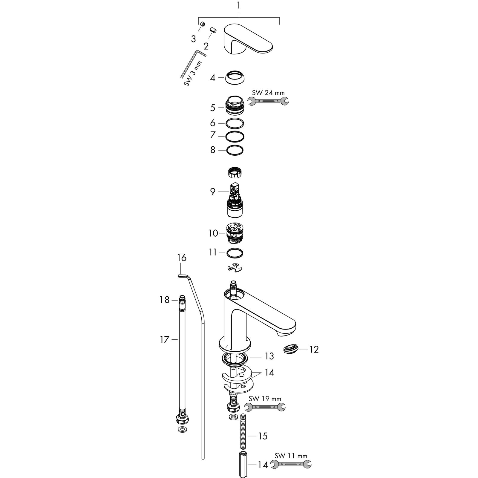 hansgrohe Waschtisch-Einhebelmischer Rebris S 80 mit Zugstangen-Ablaufgarnitur, chrom
