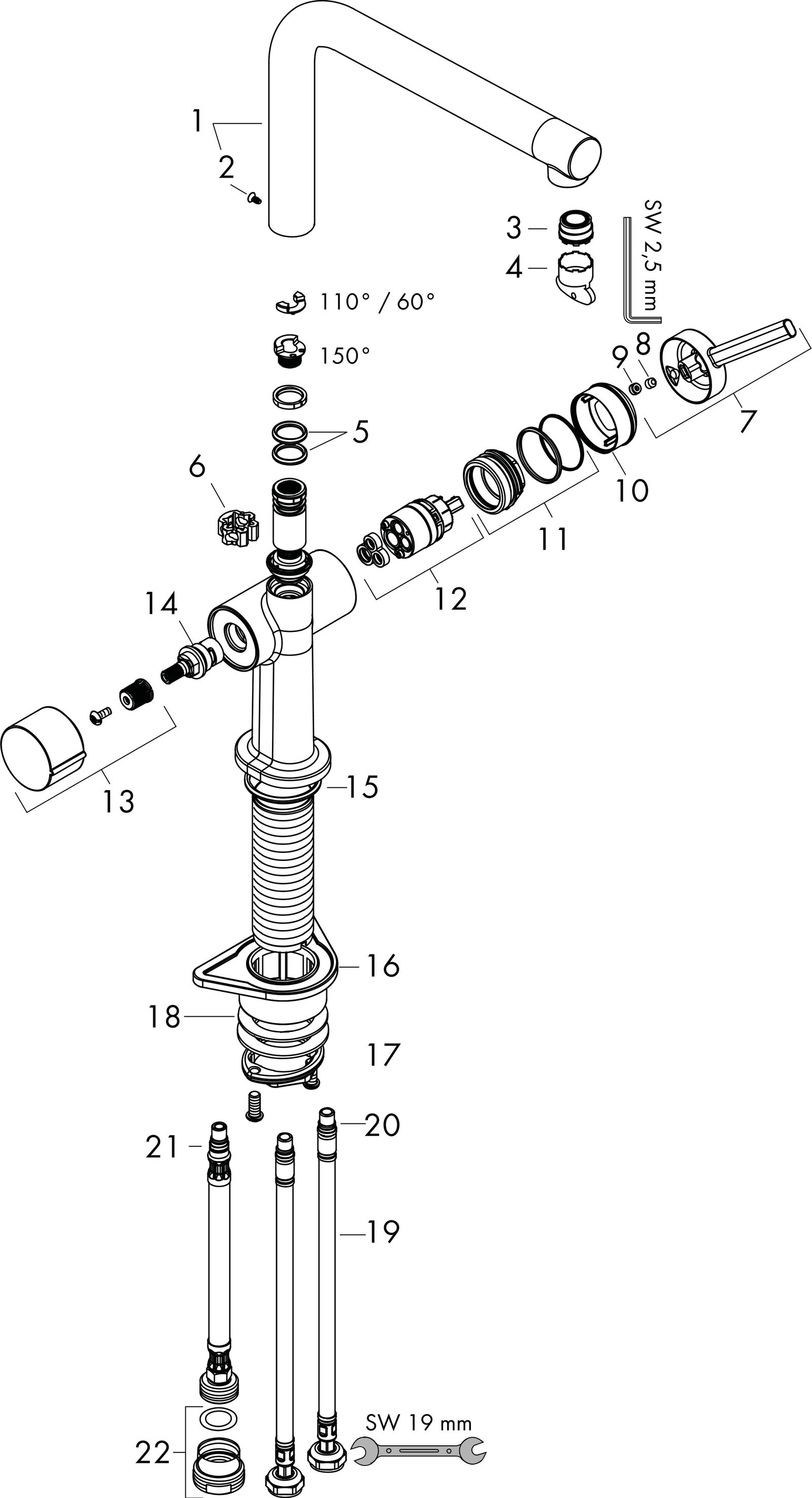 hansgrohe Spültisch-Einhebelmischer 270 Talis M54 Geräteabsperrventil, 1jet, chrom