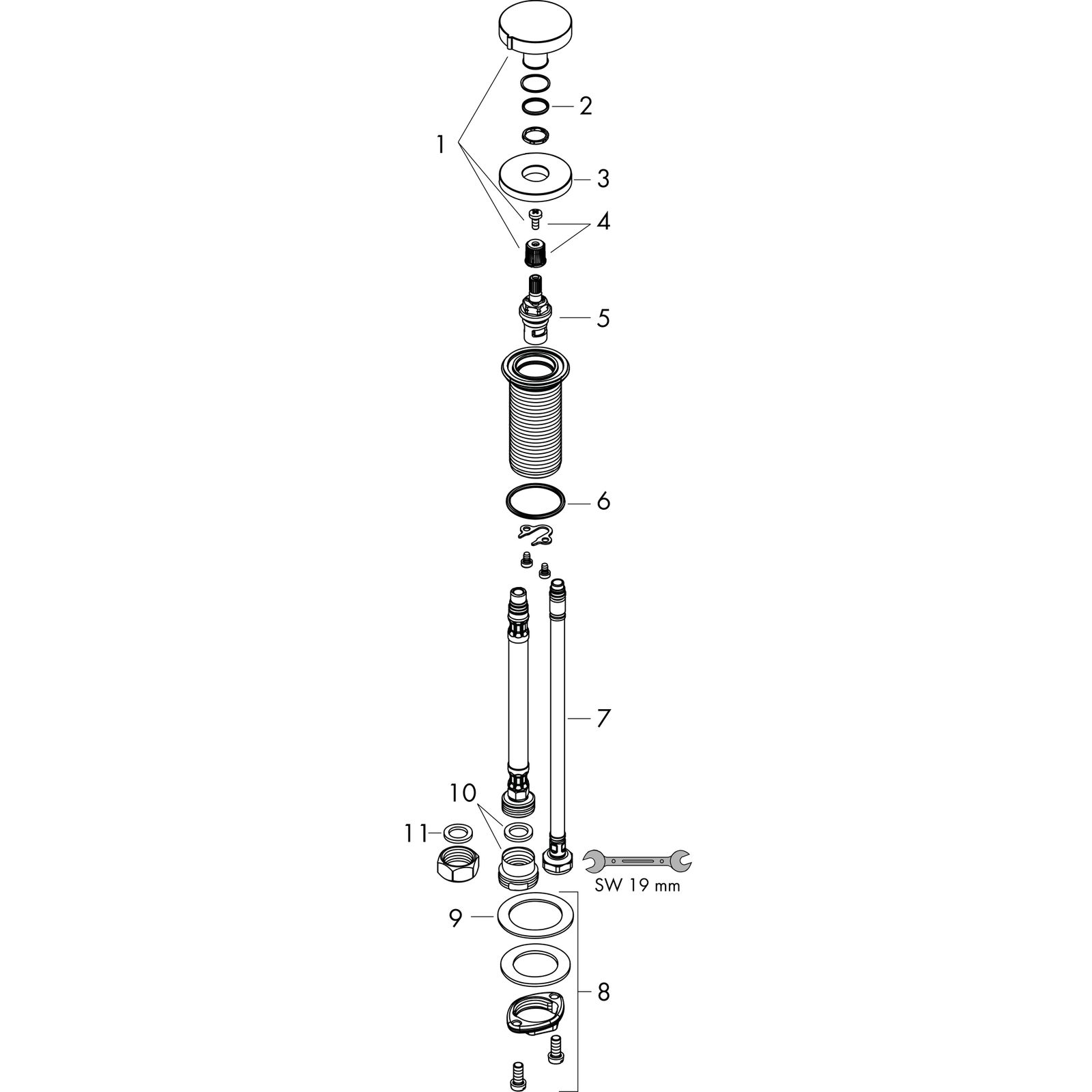 hansgrohe Geräteabsperrventil F21 d= 48mm, rund, chrom