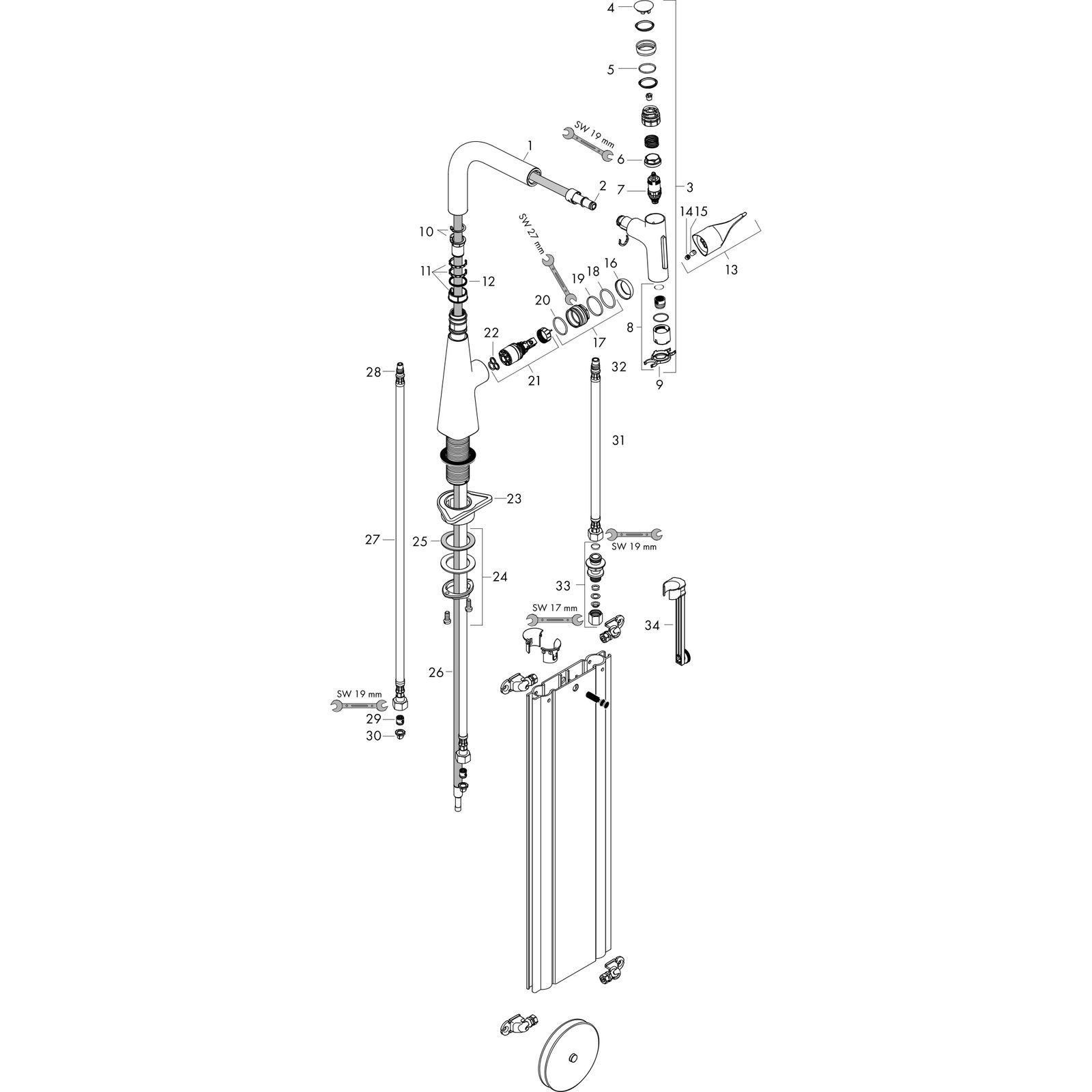 hansgrohe Spültisch-Einhebelmischer 240 Metris Select M71 mit Ausziehbrause, 2jet, sBox, Edelstahl-Optik
