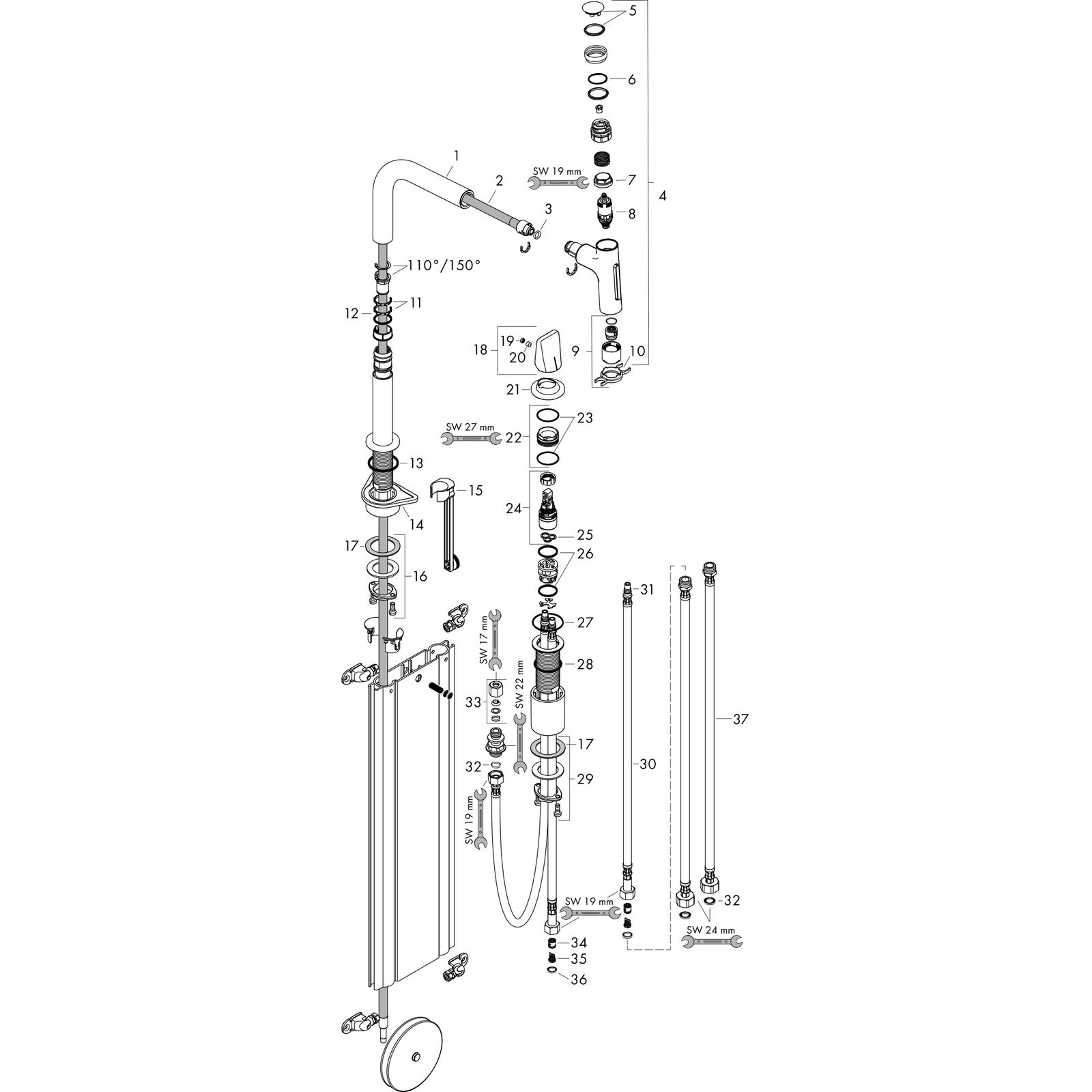 hansgrohe 2-Loch-Spültisch-Einhebelmischer 200 Metris Select M71 mit Ausziehbrause, 2jet, sBox, Edelstahl-Optik