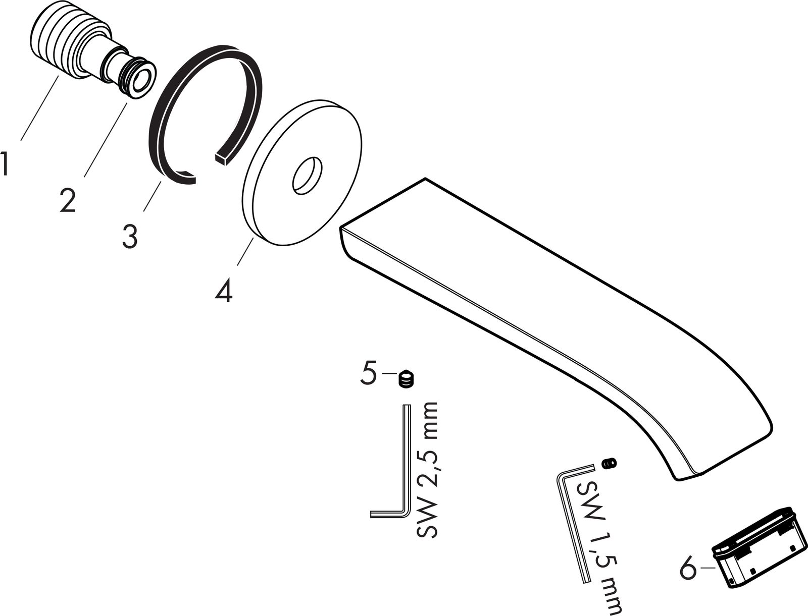 hansgrohe Wanneneinlauf Vivenis Wandmontage, Ausladung 202mm, mattweiß