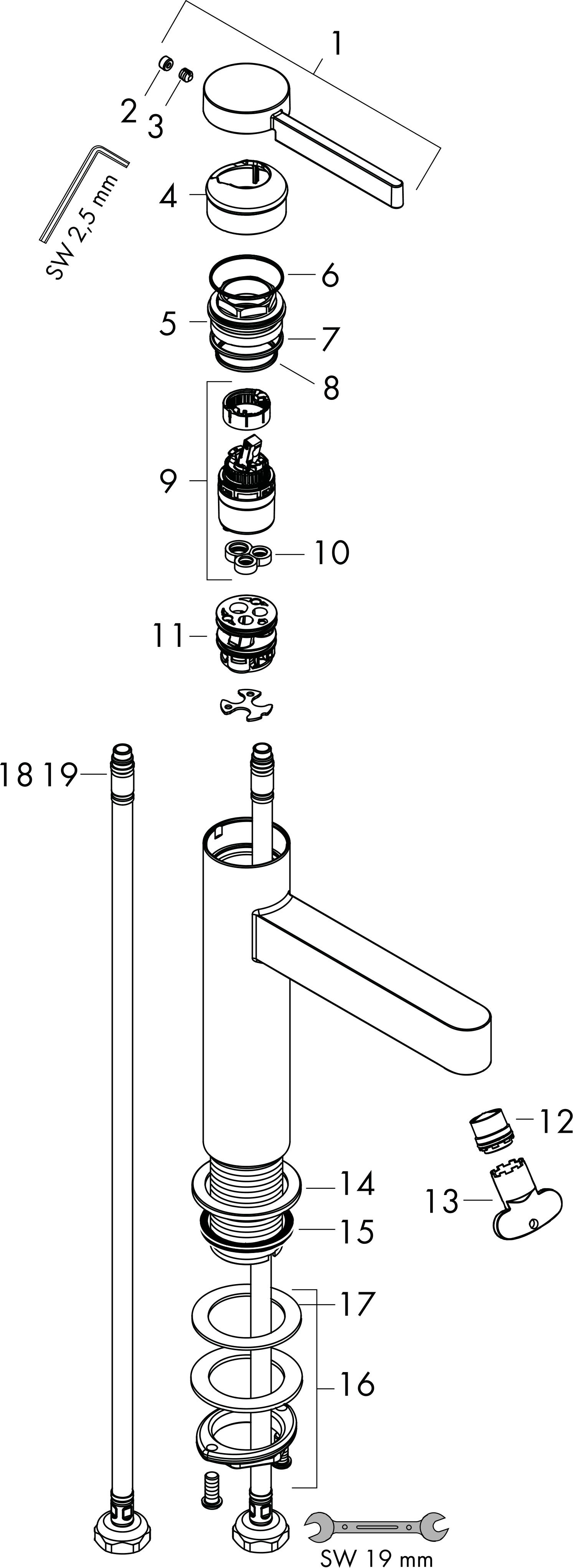 hansgrohe Waschtisch-Einhebelmischer 100 Finoris mit Push-Open-Ablaufgarnitur, mattschwarz