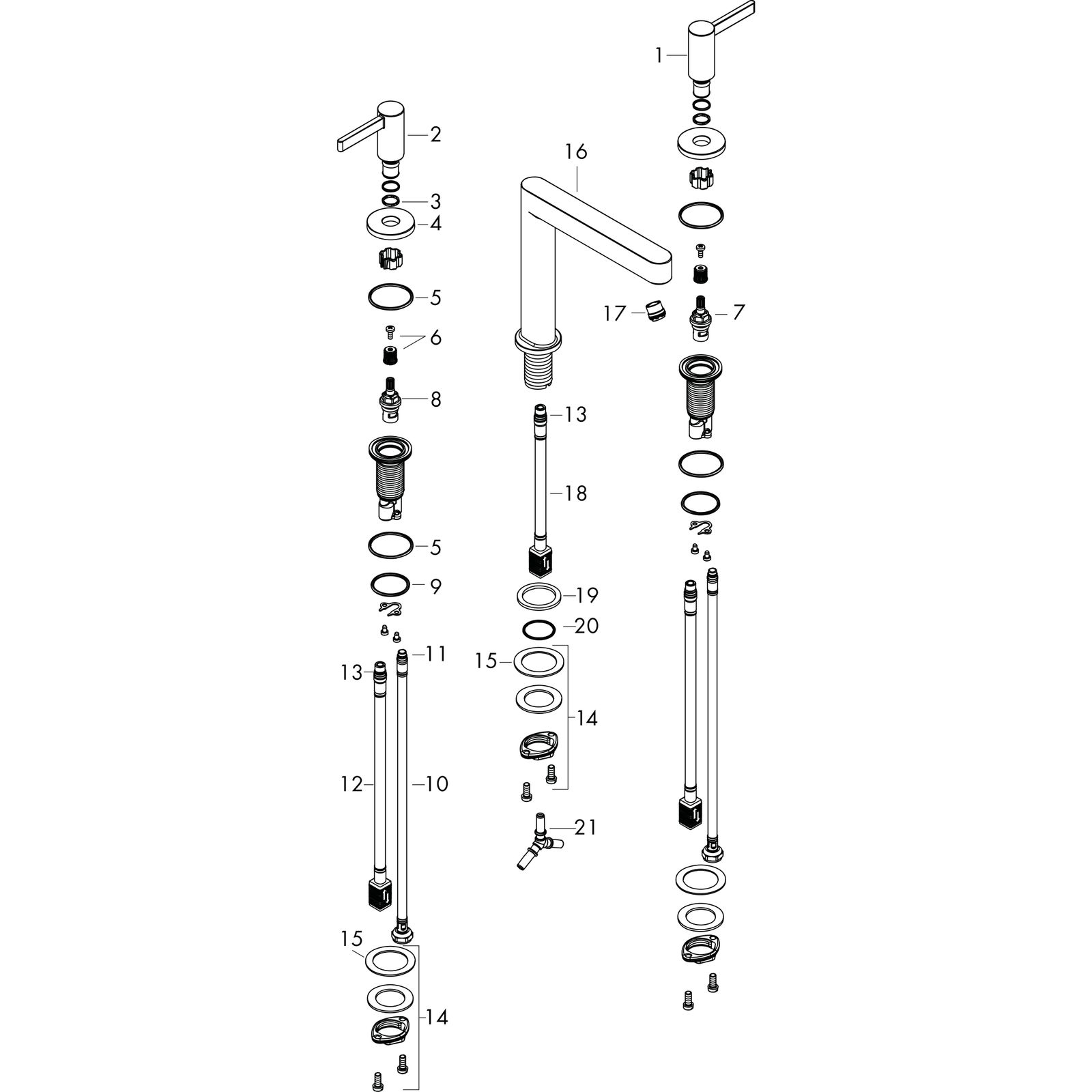 hansgrohe 3-Loch-Waschtisch-Armatur 110 Finoris mit Push-Open-Ablaufgarnitur, mattschwarz